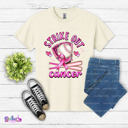 Strike Out Cancer – Beast Cancer Awareness DTF Transfer (view 1 of 2) – by Lazy Day Crafts – DTF Transfers – DTF Transfers...