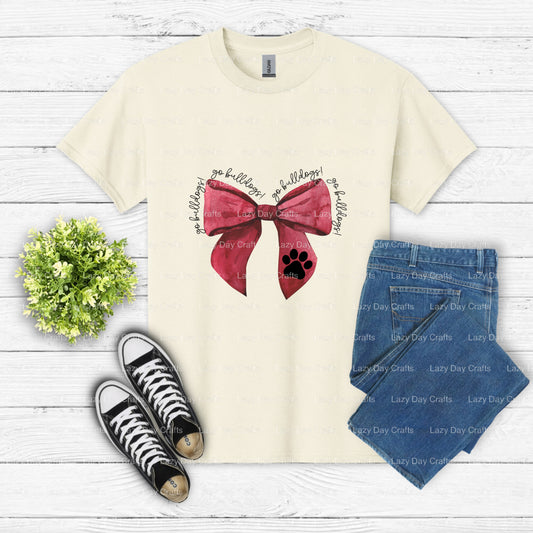 Striped Shirt Bulldog Mascot – School Mascot DTF Transfer (view 1 of 2) – by Lazy Day Crafts – DTF Transfers – School Masc...