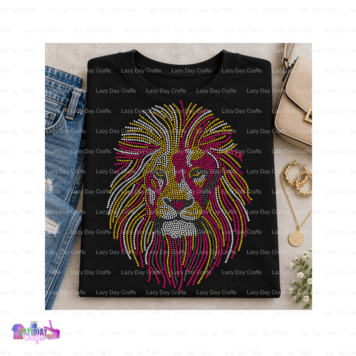 Stylized Lion Head Ready to Press – Spangle Transfer – by Lazy Day Crafts – Spangle Transfers – Spangle Transfers, custom...