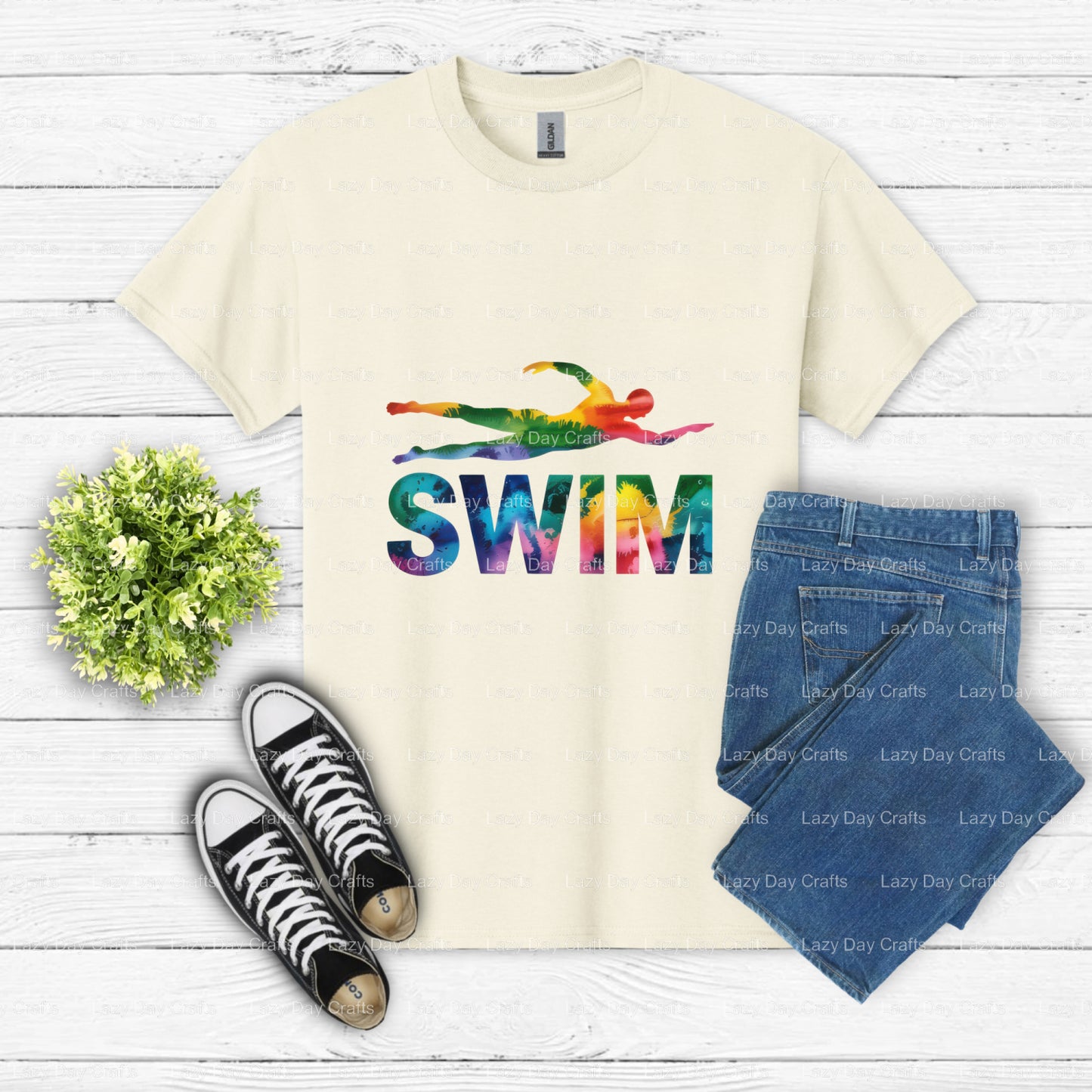 SUNSHINE & SWIM LESSONS – Ready to Press DTF Transfer (view 2 of 2) – by Lazy Day Crafts – DTF Transfers – DTF Transfers,...