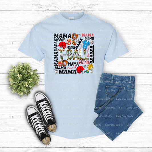 T-Ball Mama Ready to Press DTF Transfer (view 1 of 2) – by Lazy Day Crafts – DTF Transfers – DTF Transfers, Premade DTF