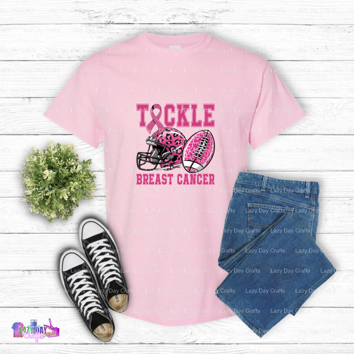 TACKLE BREAST CANCER – Ready to Press DTF Transfer (view 2 of 2) – by Lazy Day Crafts – DTF Transfers – DTF Transfers, Pre...
