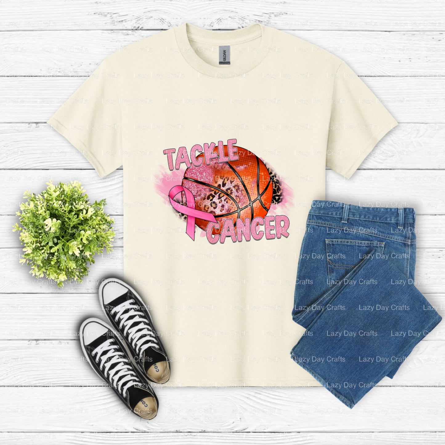 Tackle Cancer Basketball – Basketball DTF Transfer (view 2 of 2) – by Lazy Day Crafts – DTF Transfers – DTF Transfers, Bas...