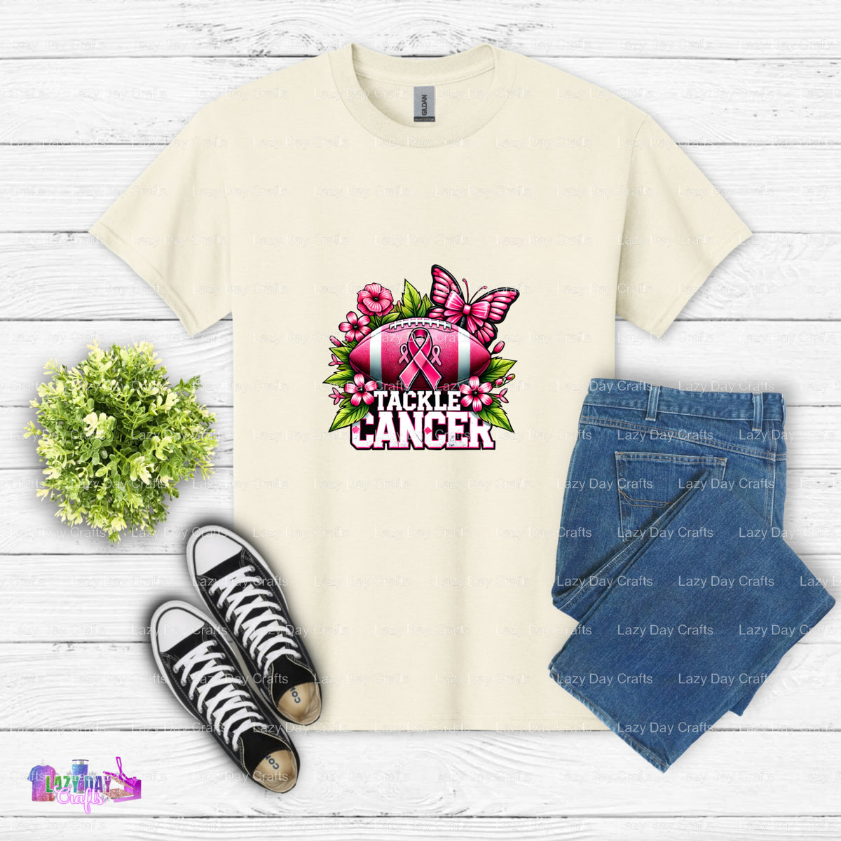 Tackle Cancer – Beast Cancer Awareness DTF Transfer (view 2 of 2) – by Lazy Day Crafts – DTF Transfers – DTF Transfers, Pr...