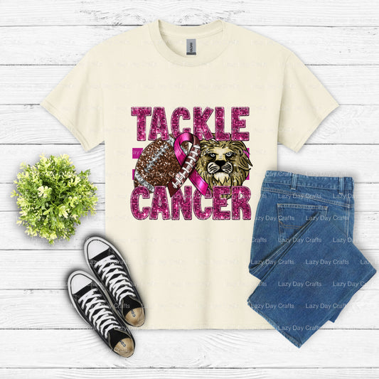 TACKLE CANCER Lion Mascot – School Spirit DTF Transfer (view 1 of 2) – by Lazy Day Crafts – DTF Transfers – School Mascot,...
