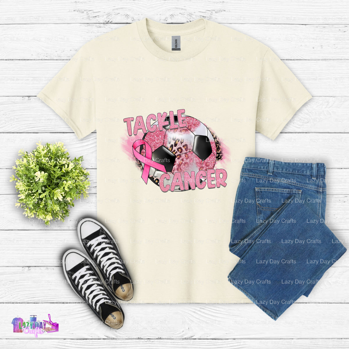 TACKLE CANCER SOCCER – DTF Transfer (view 1 of 2) – by Lazy Day Crafts – DTF Transfers – DTF Transfers, Premade DTF