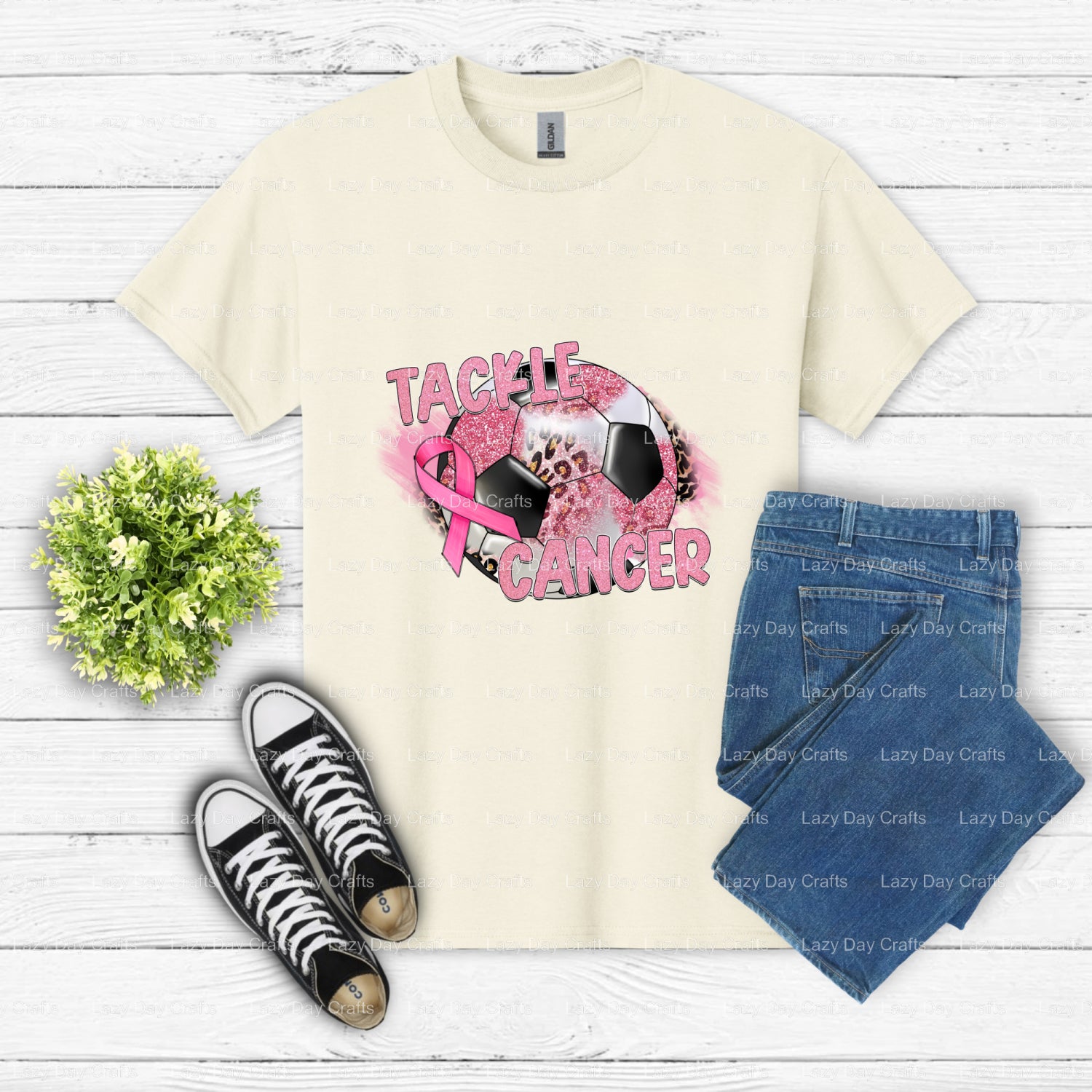 TACKLE CANCER – Soccer DTF Transfer (view 2 of 2) – by Lazy Day Crafts – DTF Transfers – DTF Transfers, Premade DTF