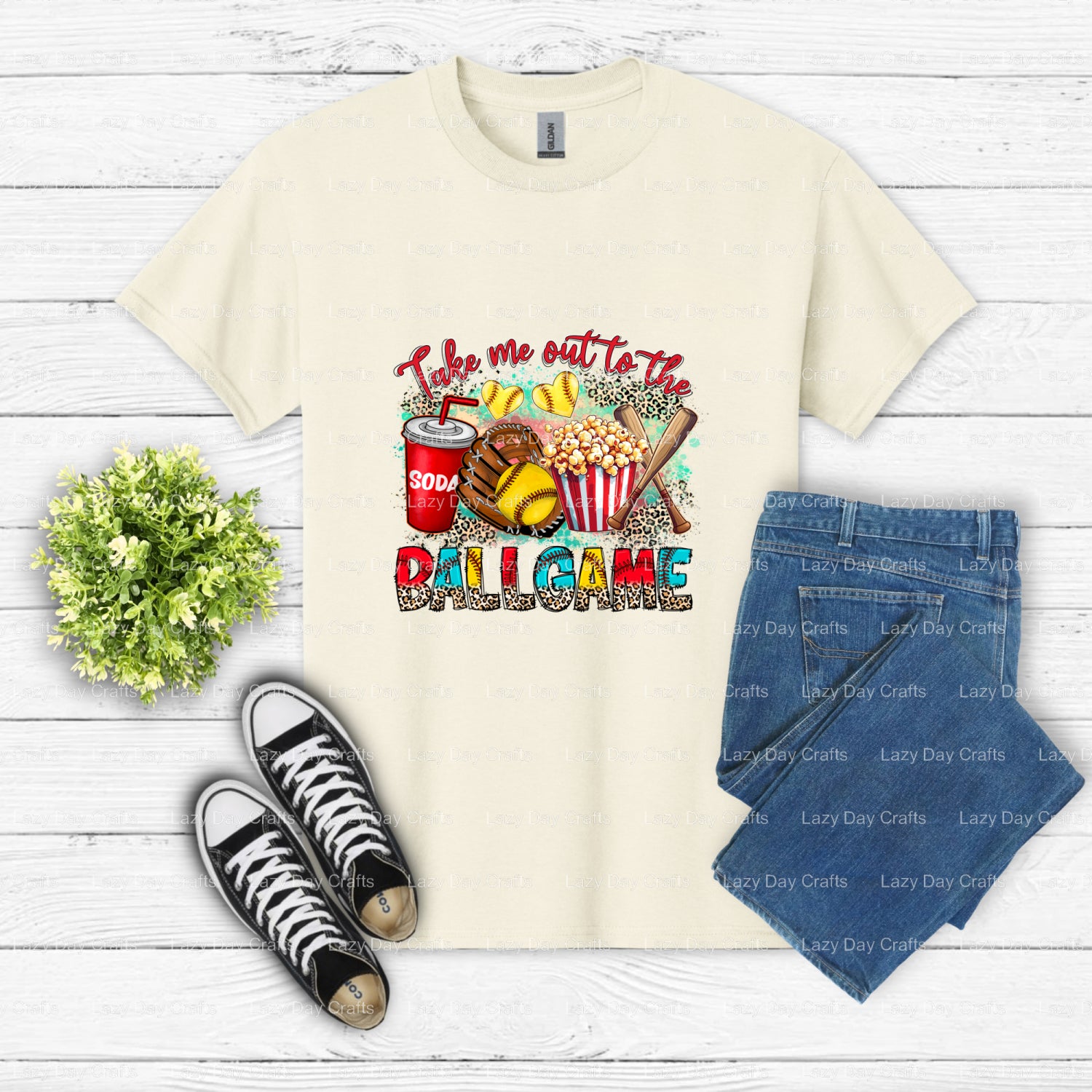 Take Me Out To The Ballgame Softball – DTF Transfer (view 2 of 2) – by Lazy Day Crafts – DTF Transfers – DTF Transfers, Pr...