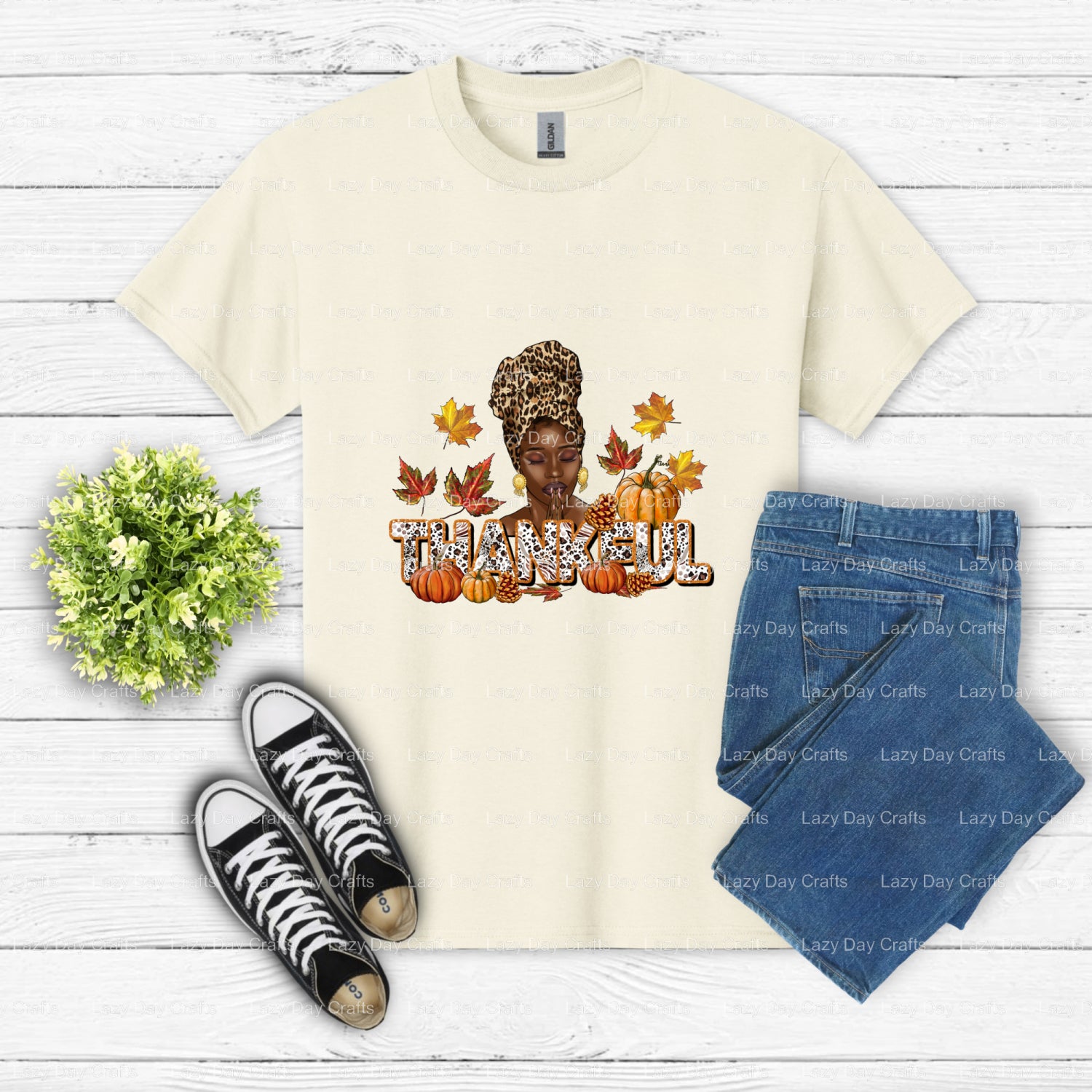 THANKFUL – DTF Transfer (view 2 of 2) – by Lazy Day Crafts – DTF Transfers – DTF Transfers, custom apparel