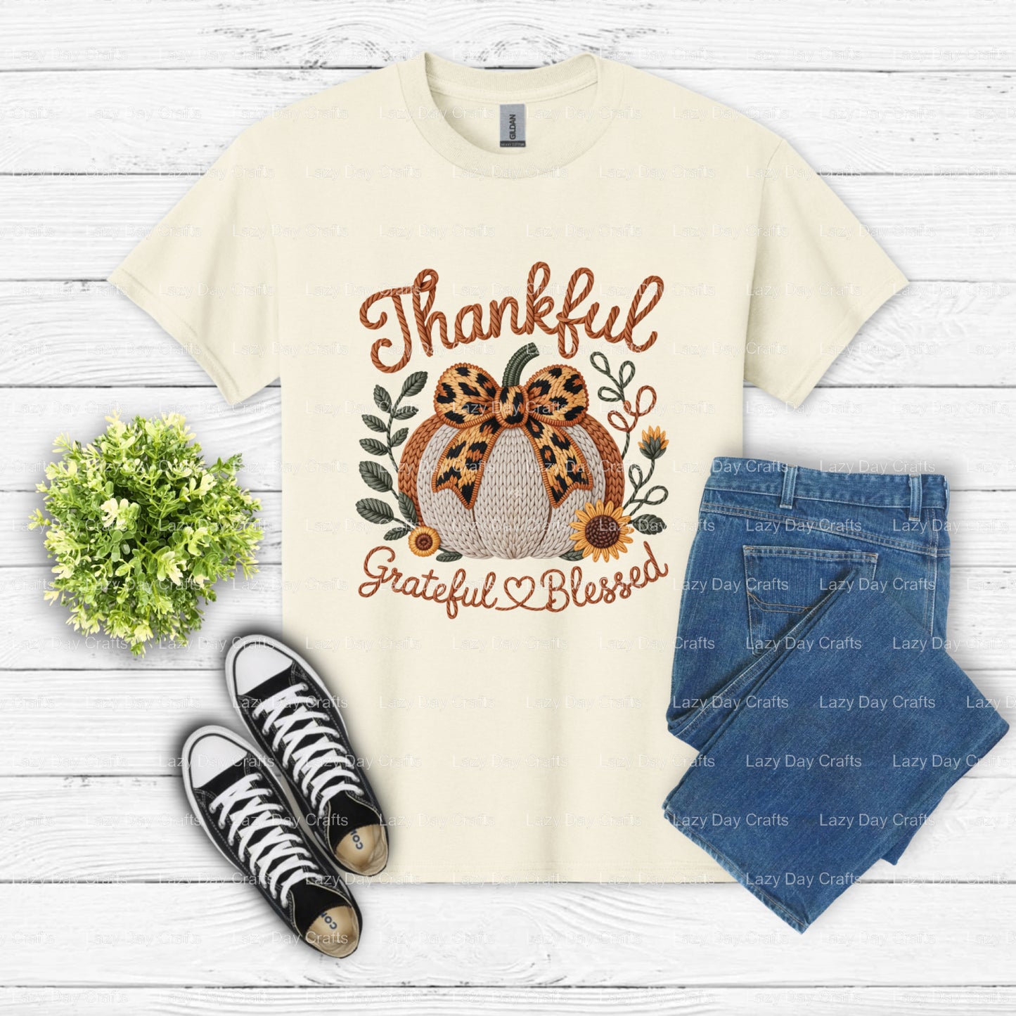 THANKFUL – DTF Transfer (view 2 of 2) – by Lazy Day Crafts – DTF Transfers – DTF Transfers, Premade DTF