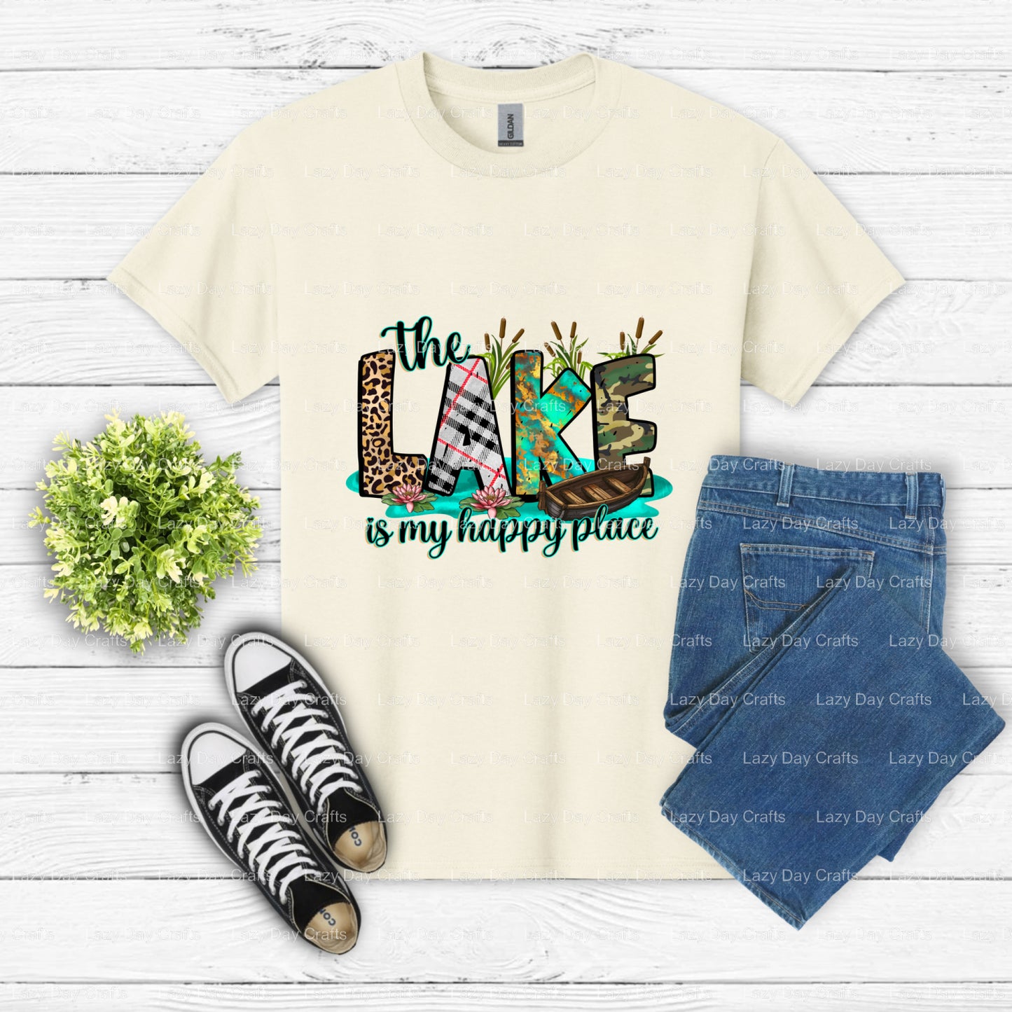 The Lake Is My Happy Place – DTF Transfer (view 1 of 2) – by Lazy Day Crafts – DTF Transfers – DTF Transfers, custom apparel