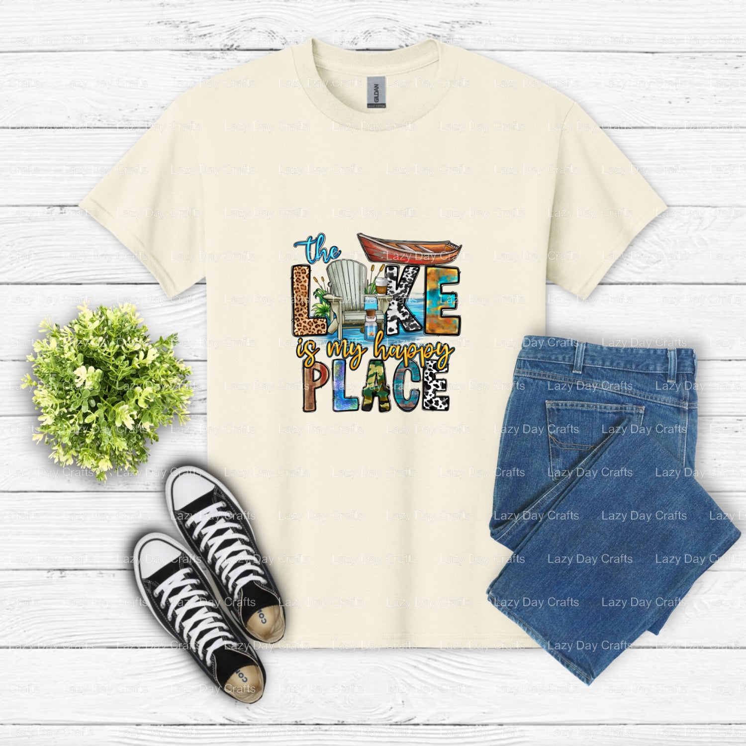 The Lake Is My Happy Place – DTF Transfer (view 1 of 2) – by Lazy Day Crafts – DTF Transfers – DTF Transfers, custom apparel