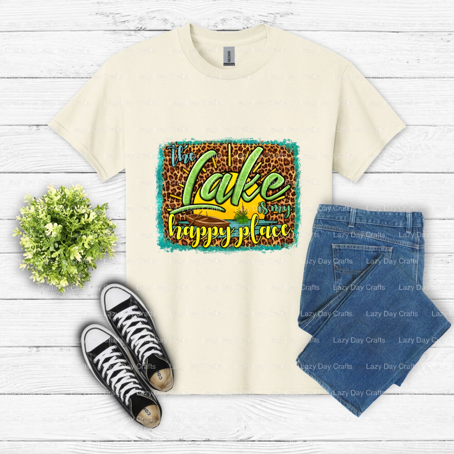 THE LAKE IS MY HAPPY PLACE – Hunting DTF Transfer (view 2 of 2) – by Lazy Day Crafts – DTF Transfers – hunting, DTF Transfers