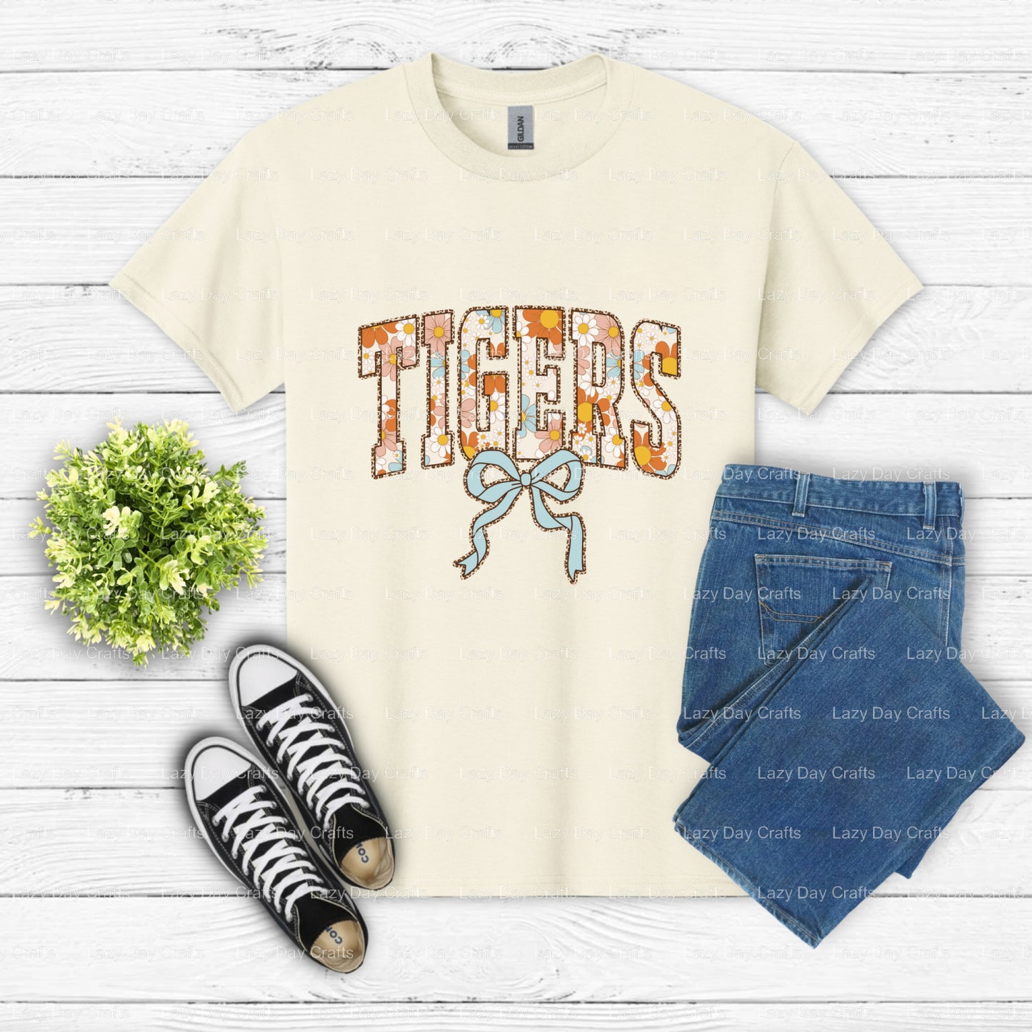 TIGERS Floral Spirit Wear DTF Transfer (view 2 of 2) – by Lazy Day Crafts – DTF Transfers – DTF Transfers, Premade DTF