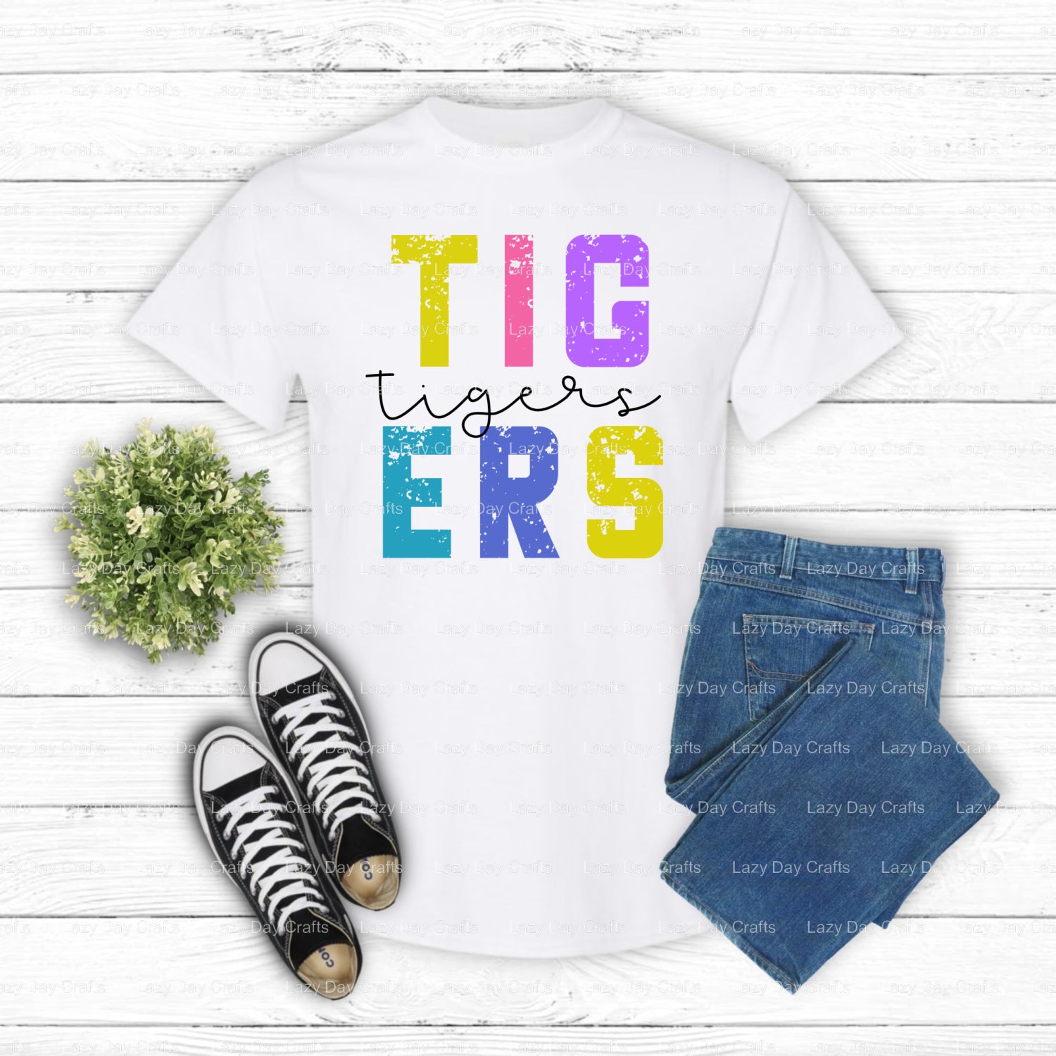 TIGERS Grunge Mascot – DTF Transfer (view 1 of 2) – by Lazy Day Crafts – DTF Transfers – DTF Transfers, Premade DTF