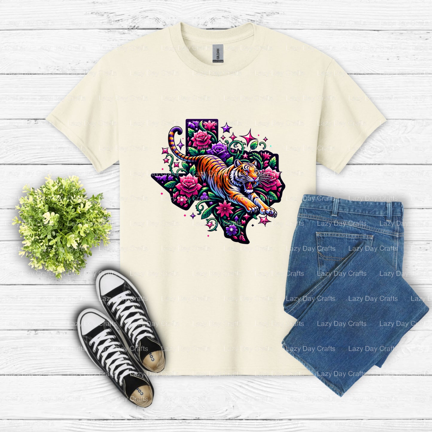 TIGERS Mascot Grunge – School Spirit DTF Transfer (view 1 of 2) – by Lazy Day Crafts – DTF Transfers – DTF Transfers, Prem...