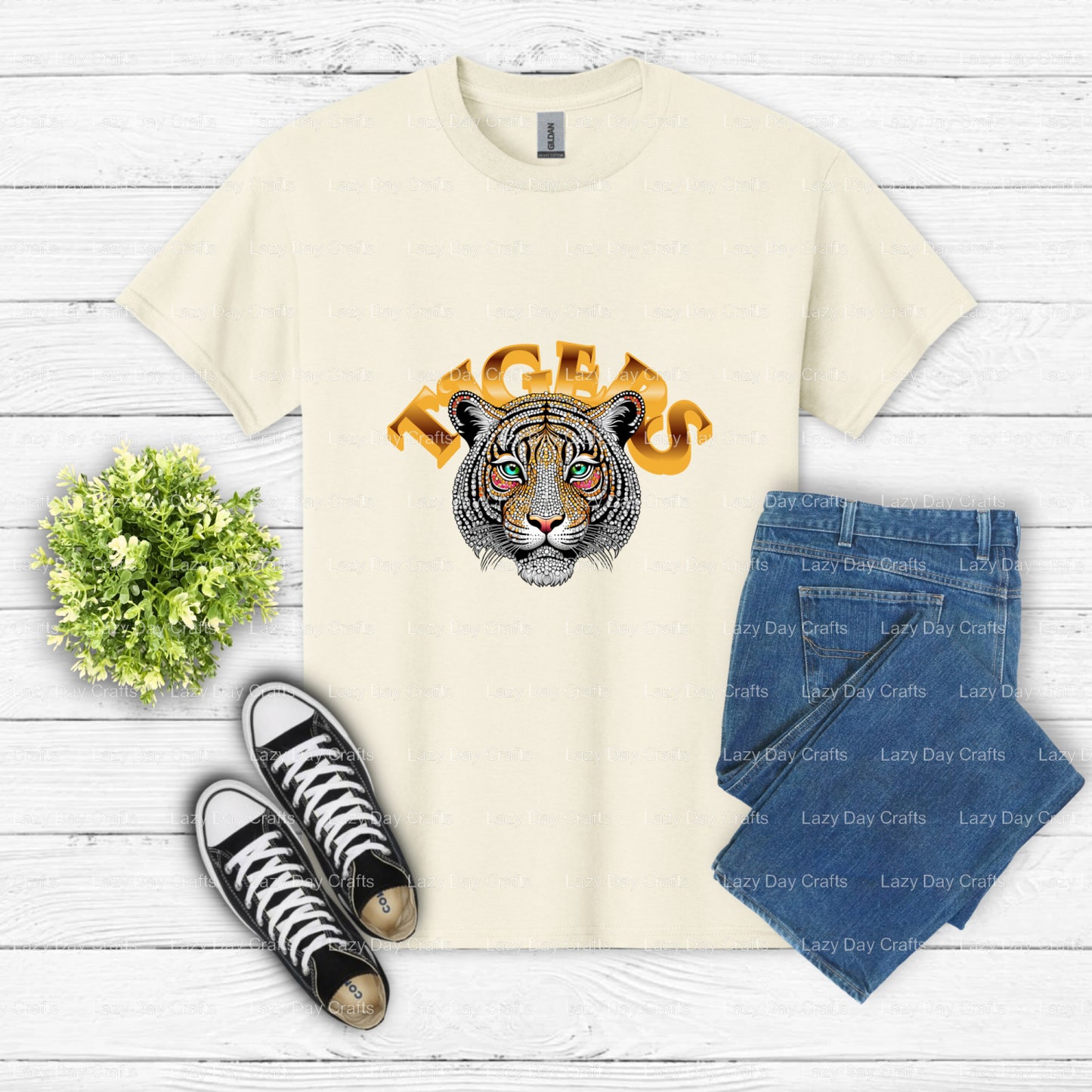 TIGERS – Mascot School Spirit DTF Transfer (view 2 of 2) – by Lazy Day Crafts – DTF Transfers – mascot, spirit wear