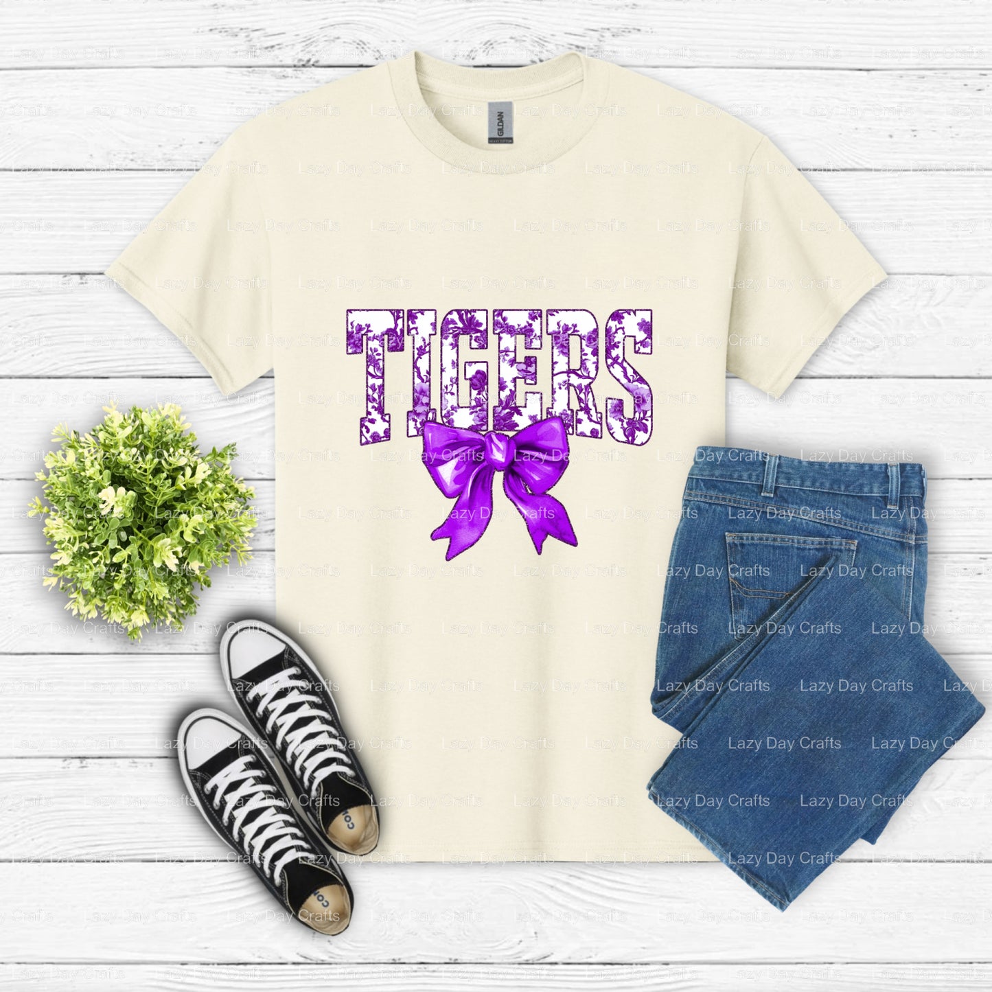 TIGERS Mascot – School Spirit DTF Transfer (view 2 of 2) – by Lazy Day Crafts – DTF Transfers – DTF Transfers, Premade DTF