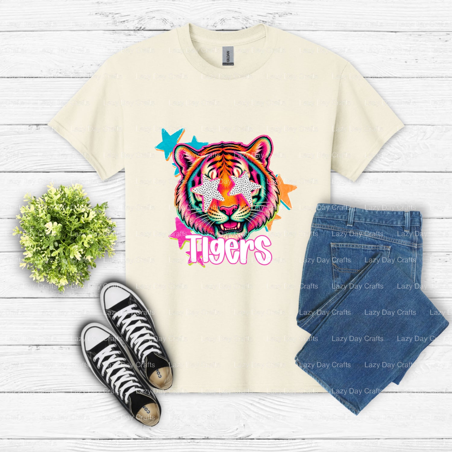 TIGERS Mascot School Spirit DTF Transfer (view 2 of 2) – by Lazy Day Crafts – DTF Transfers – DTF Transfers, Premade DTF