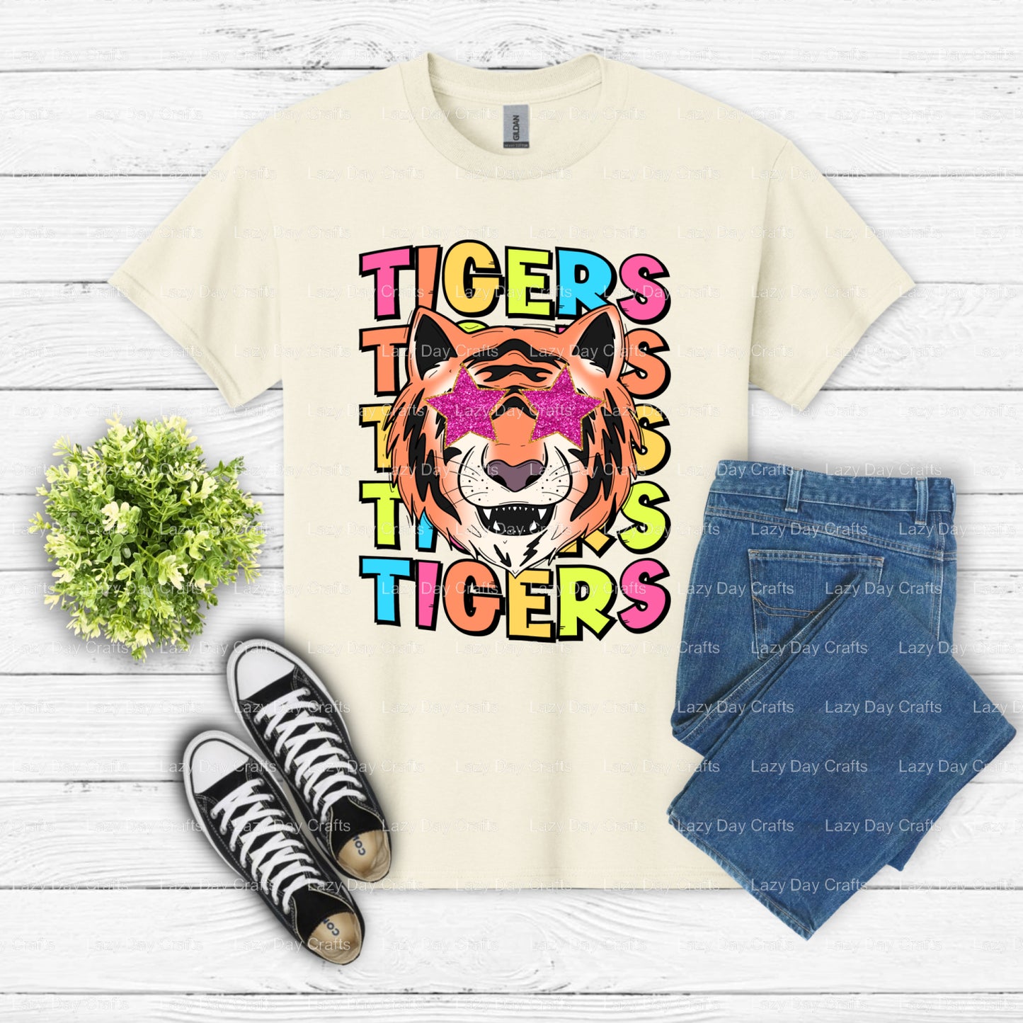 Tigers – Mascot Spirit Wear DTF Transfer (view 2 of 2) – by Lazy Day Crafts – DTF Transfers – school spirit, DTF Transfers