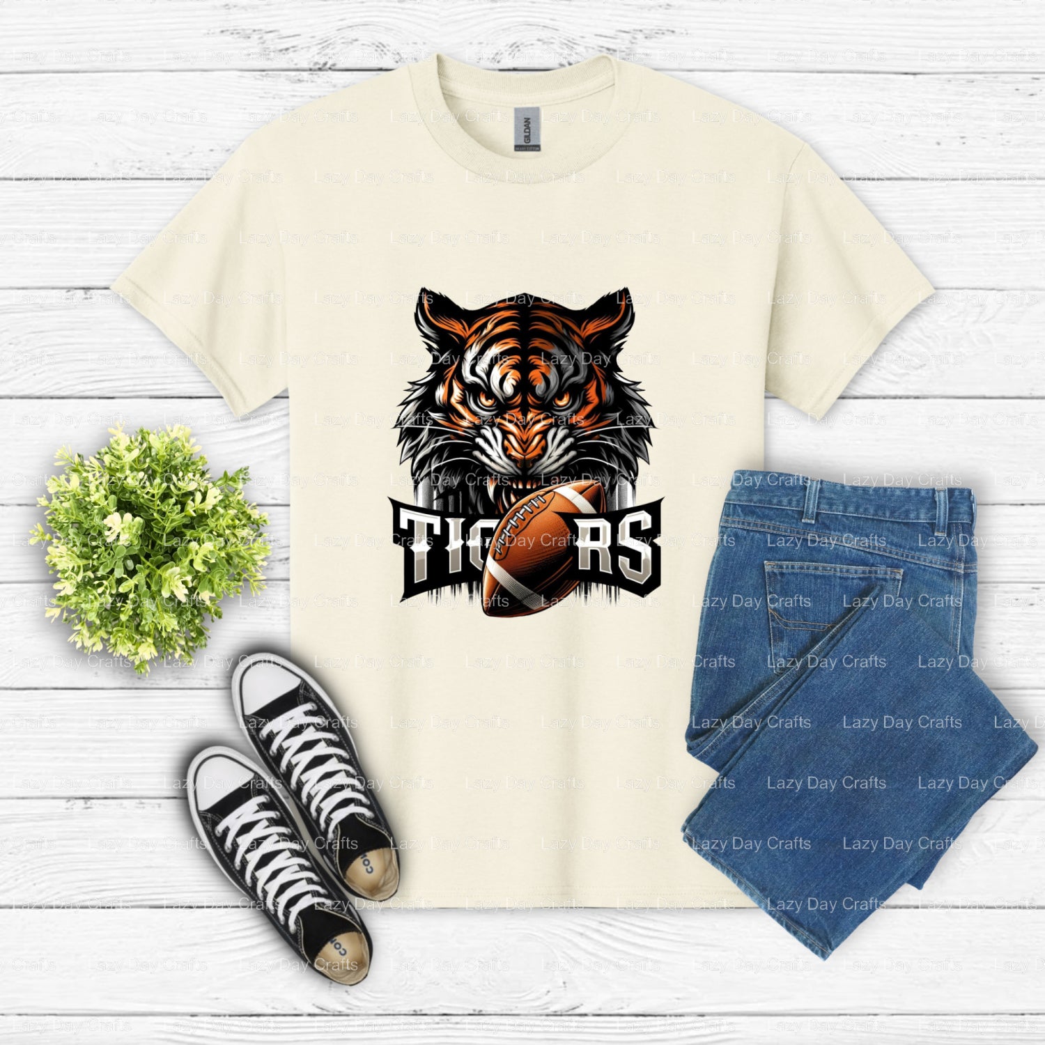 TIGERS School Mascot – DTF Transfer (view 2 of 2) – by Lazy Day Crafts – DTF Transfers – DTF Transfers, Apparel