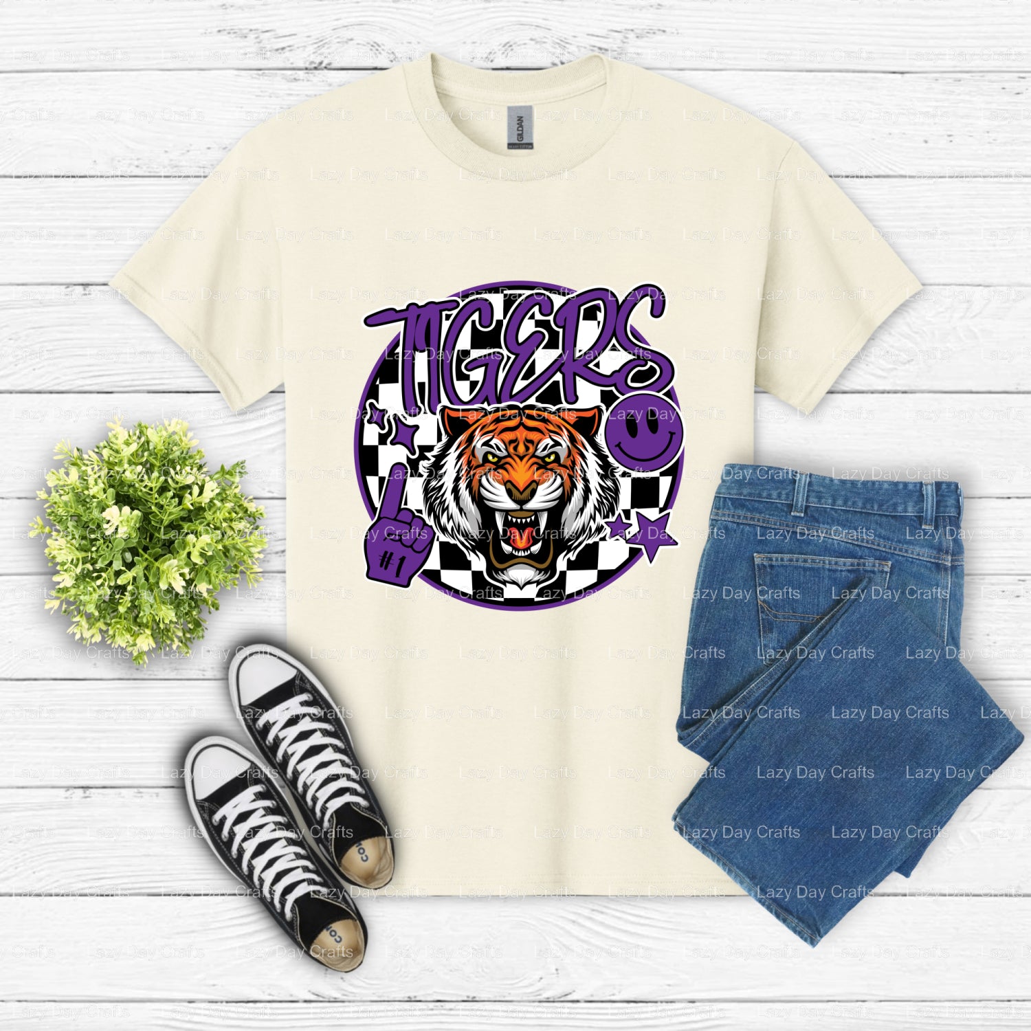TIGERS – School Spirit DTF Transfer (view 1 of 2) – by Lazy Day Crafts – DTF Transfers – DTF Transfers, Premade DTF