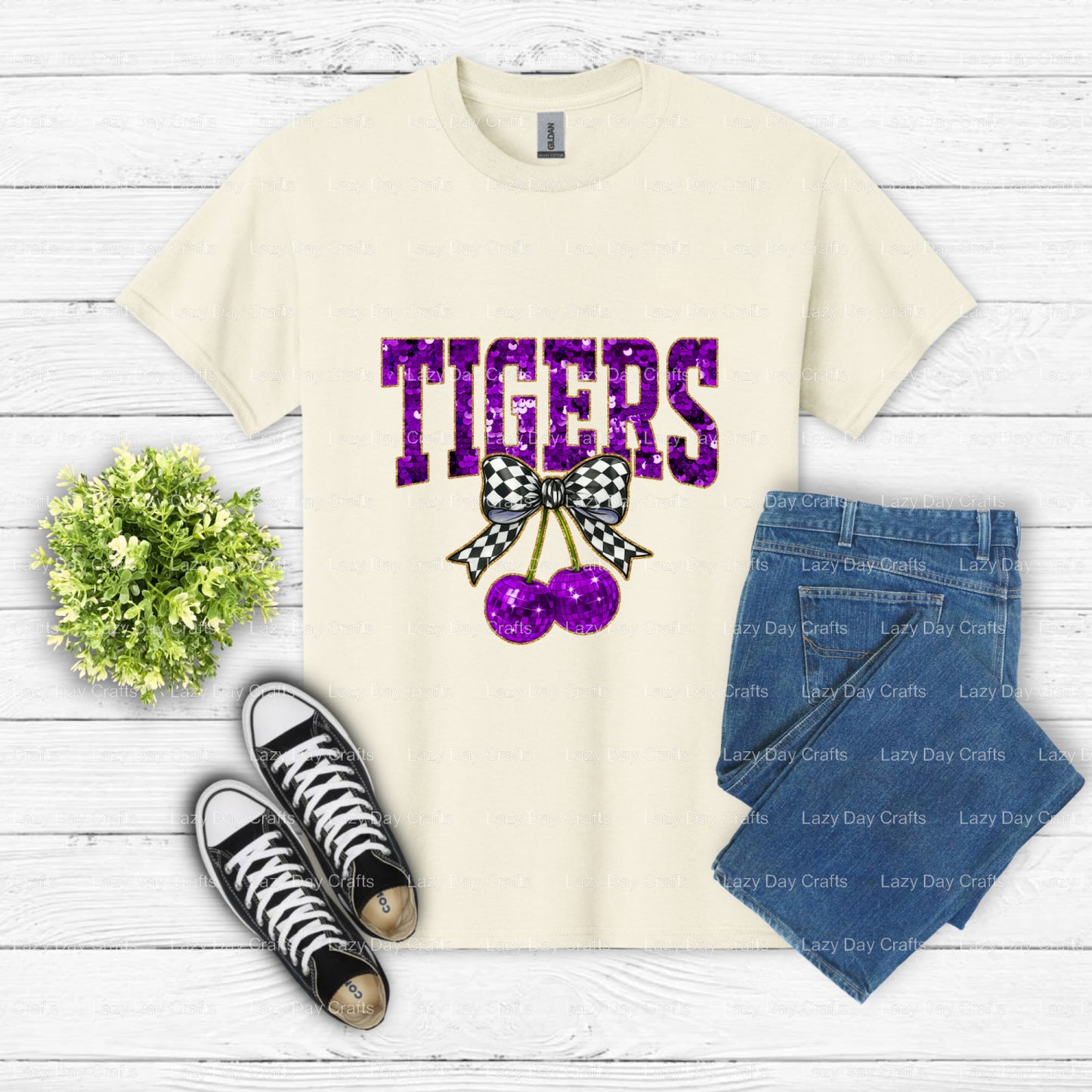 TIGERS – School Spirit DTF Transfer (view 2 of 2) – by Lazy Day Crafts – DTF Transfers – DTF Transfers, Premade DTF