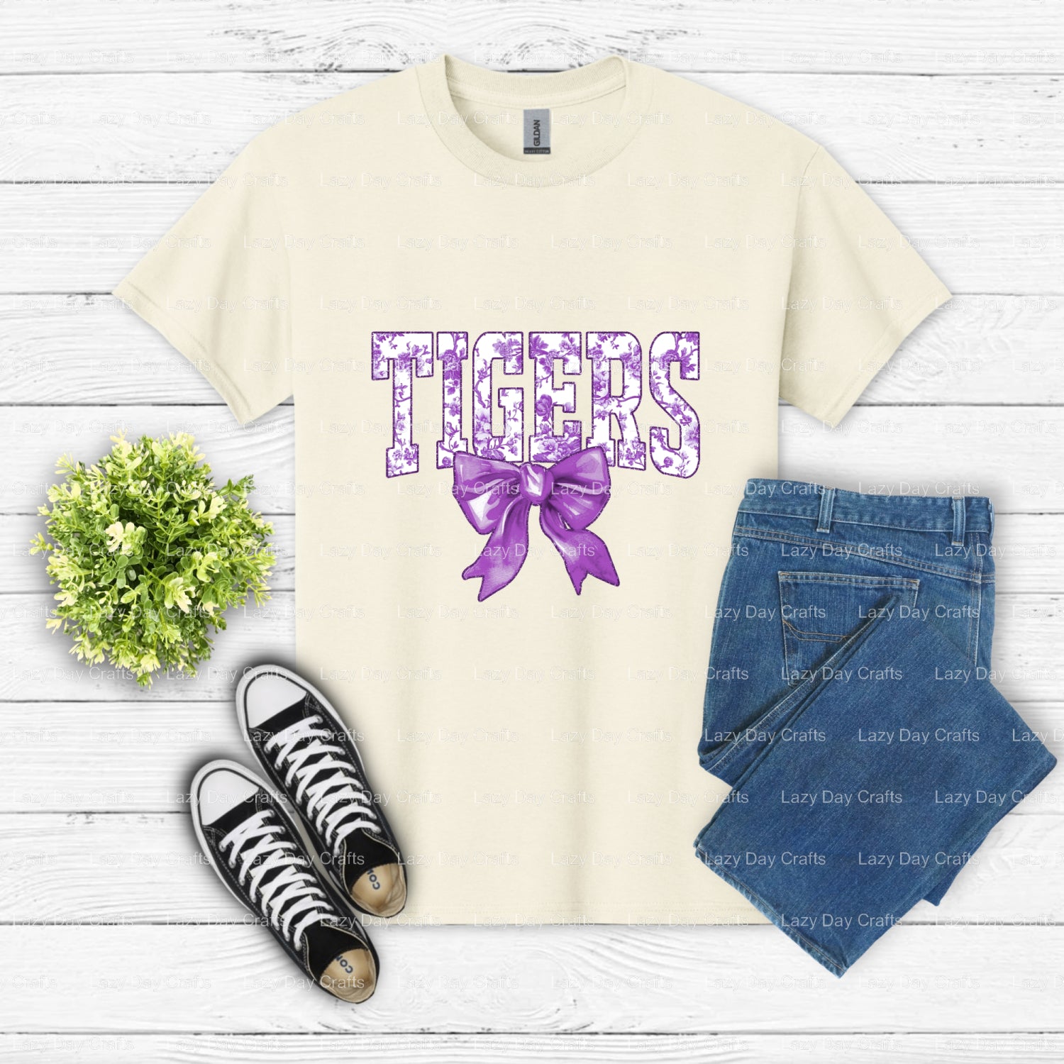 TIGERS Tiger Head Mascot – DTF Transfer (view 2 of 2) – by Lazy Day Crafts – DTF Transfers – DTF Transfers, Premade DTF