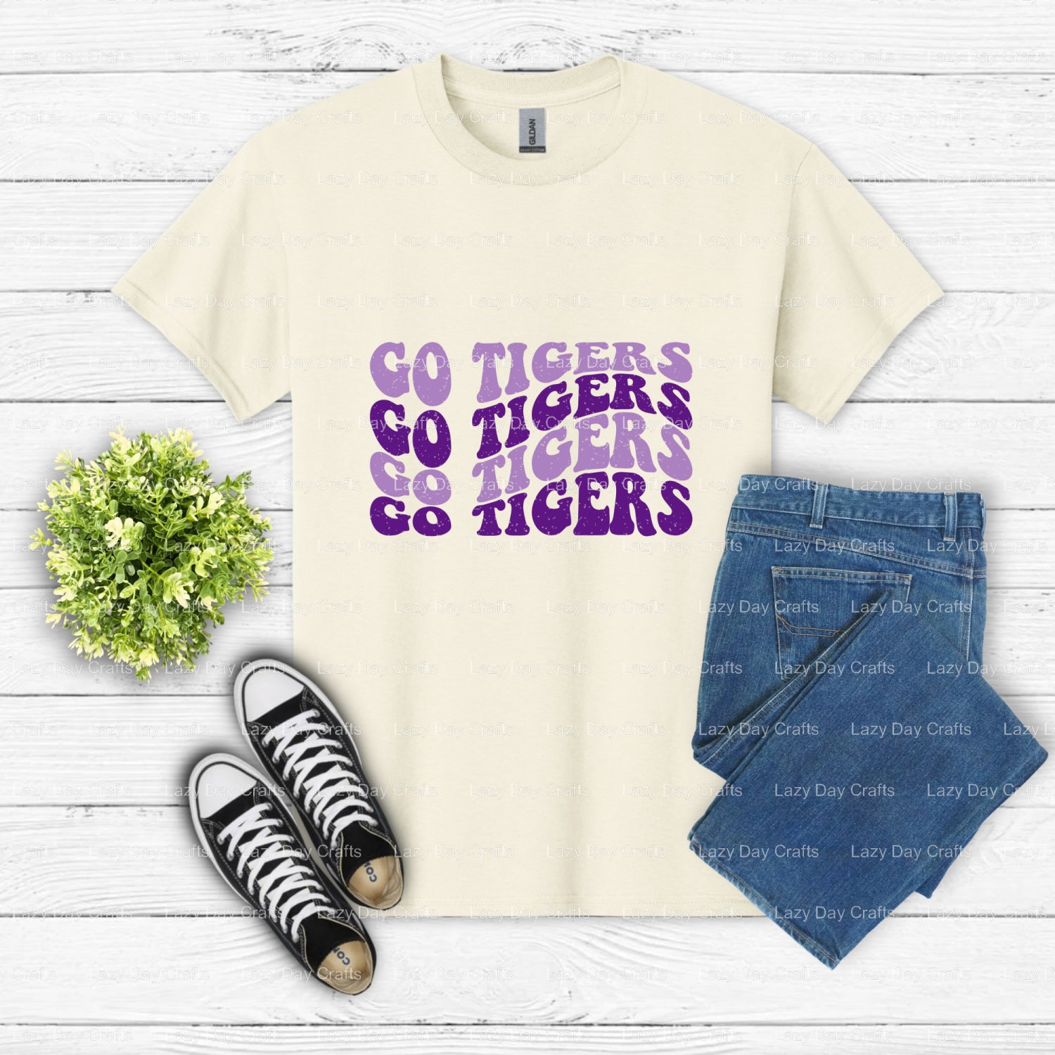 TIGERS Tiger Head Mascot – DTF Transfer (view 2 of 2) – by Lazy Day Crafts – DTF Transfers – DTF Transfers, Premade DTF