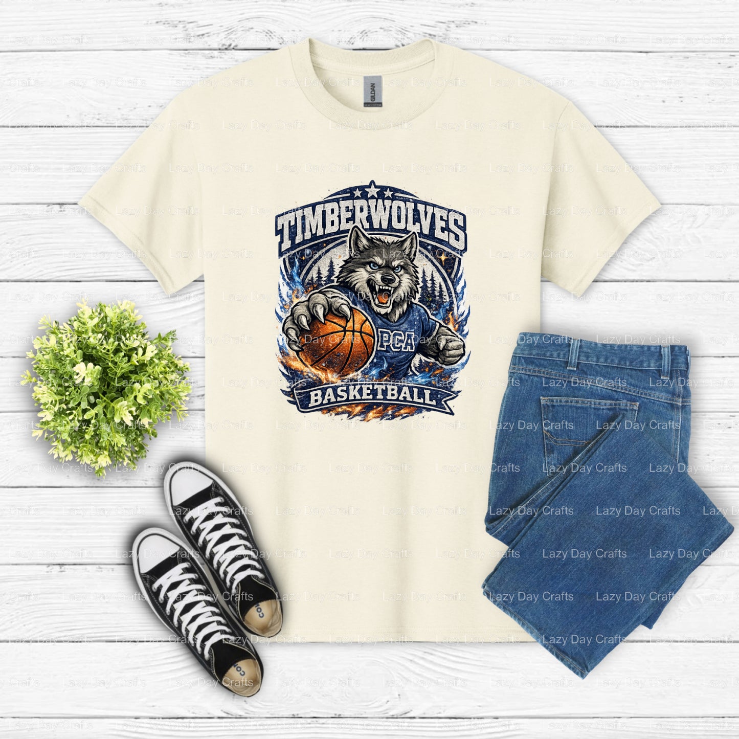 Timberwolves Basketball Mascot – DTF Transfer (view 2 of 2) – by Lazy Day Crafts – DTF Transfers – DTF Transfers, Premade DTF