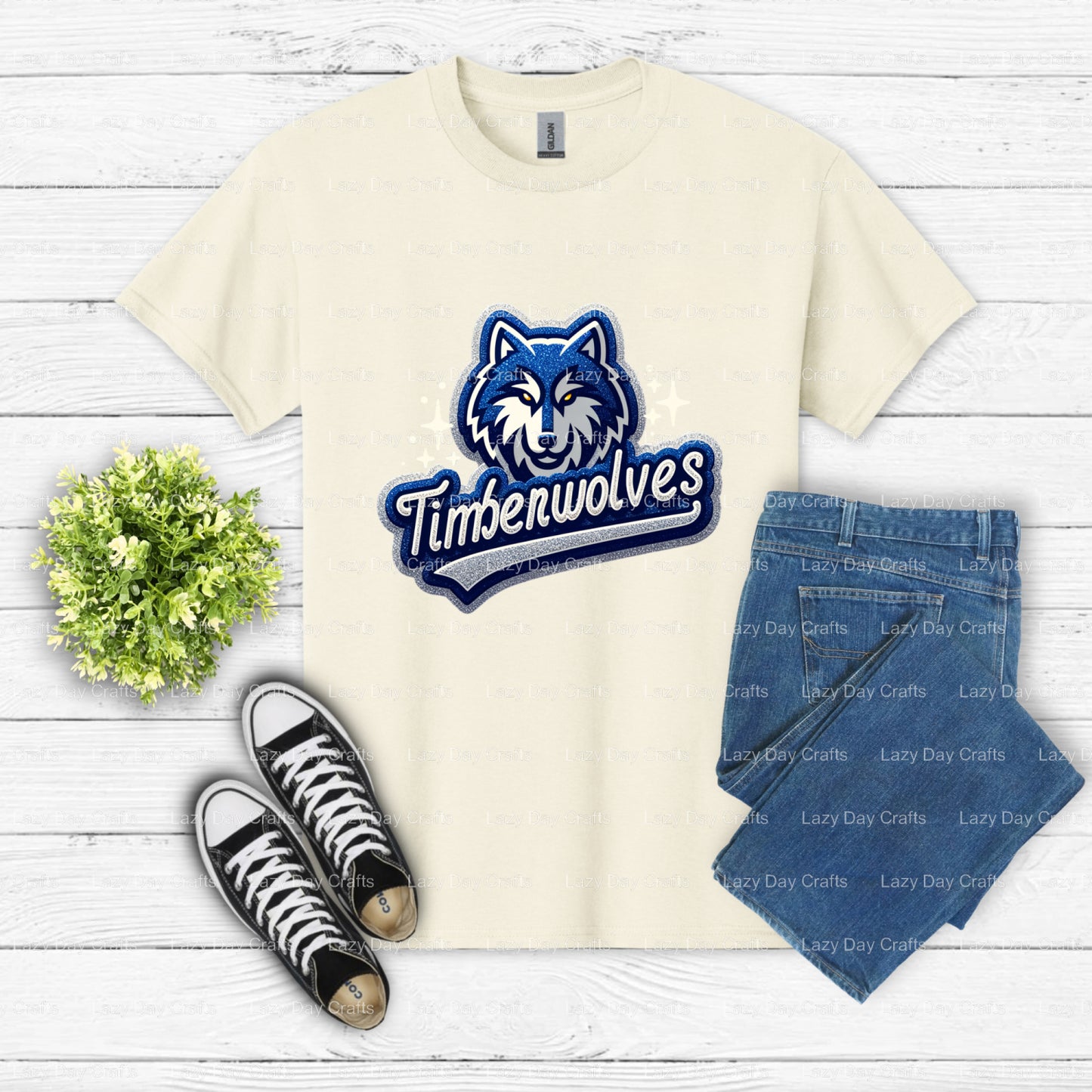 Timberwolves Glitter Wolf – DTF Transfer (view 2 of 2) – by Lazy Day Crafts – DTF Transfers – DTF Transfers, Premade DTF