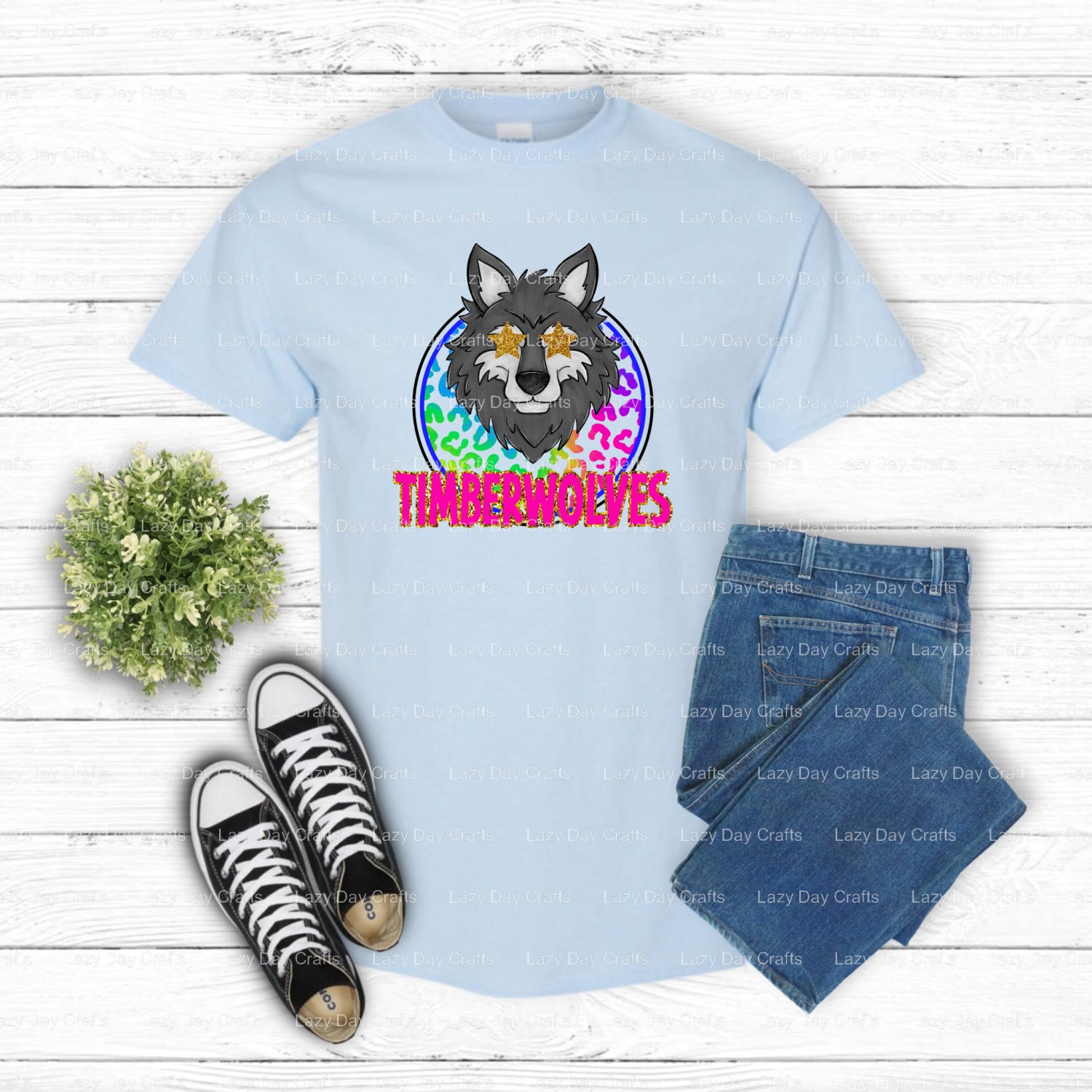 TIMBERWOLVES Leopard Rainbow – Fan Gear DTF Transfer (view 1 of 2) – by Lazy Day Crafts – DTF Transfers – DTF Transfers, P...