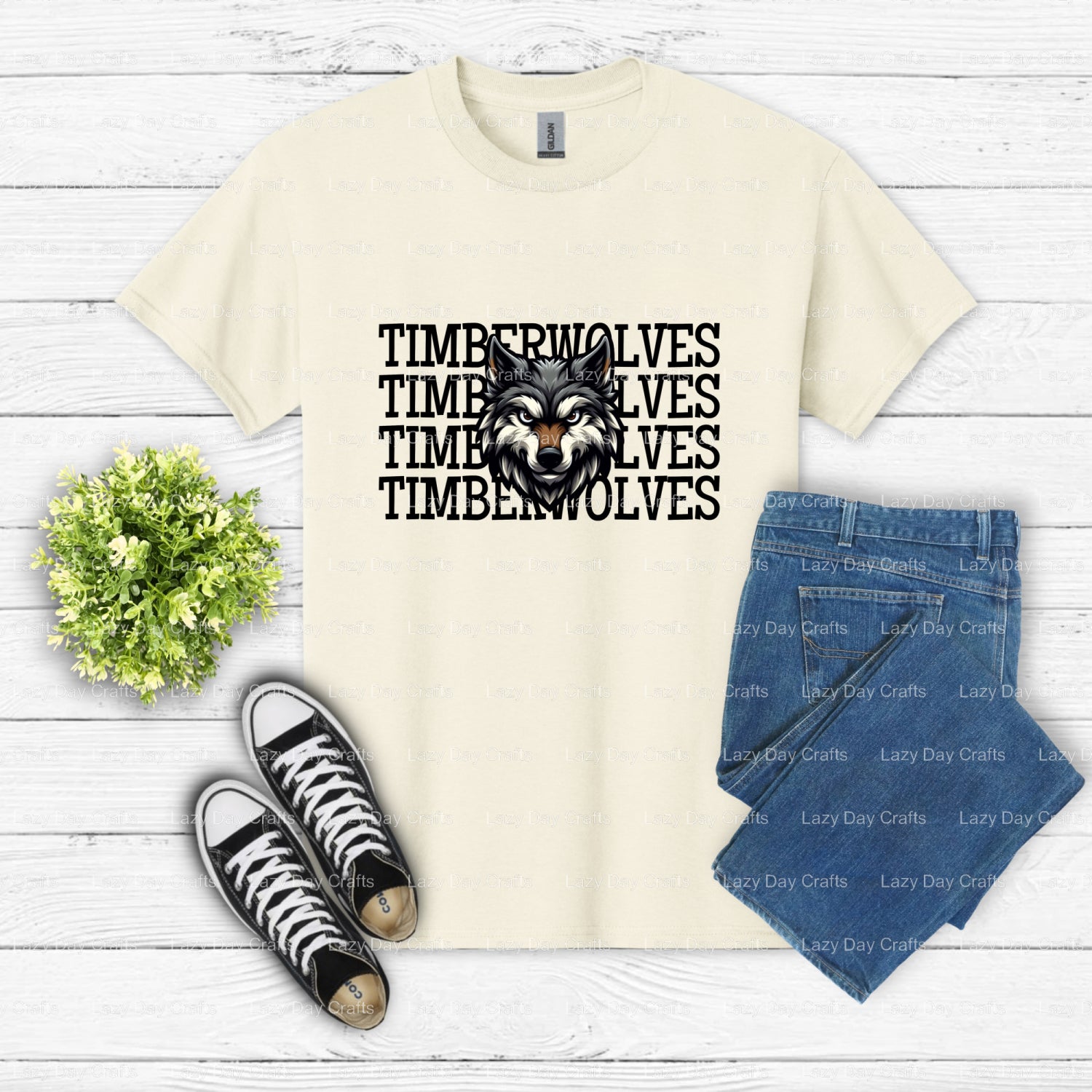 Timberwolves Mascot Logo – DTF Transfer (view 1 of 2) – by Lazy Day Crafts – DTF Transfers – DTF Transfers, DTF Transfers
