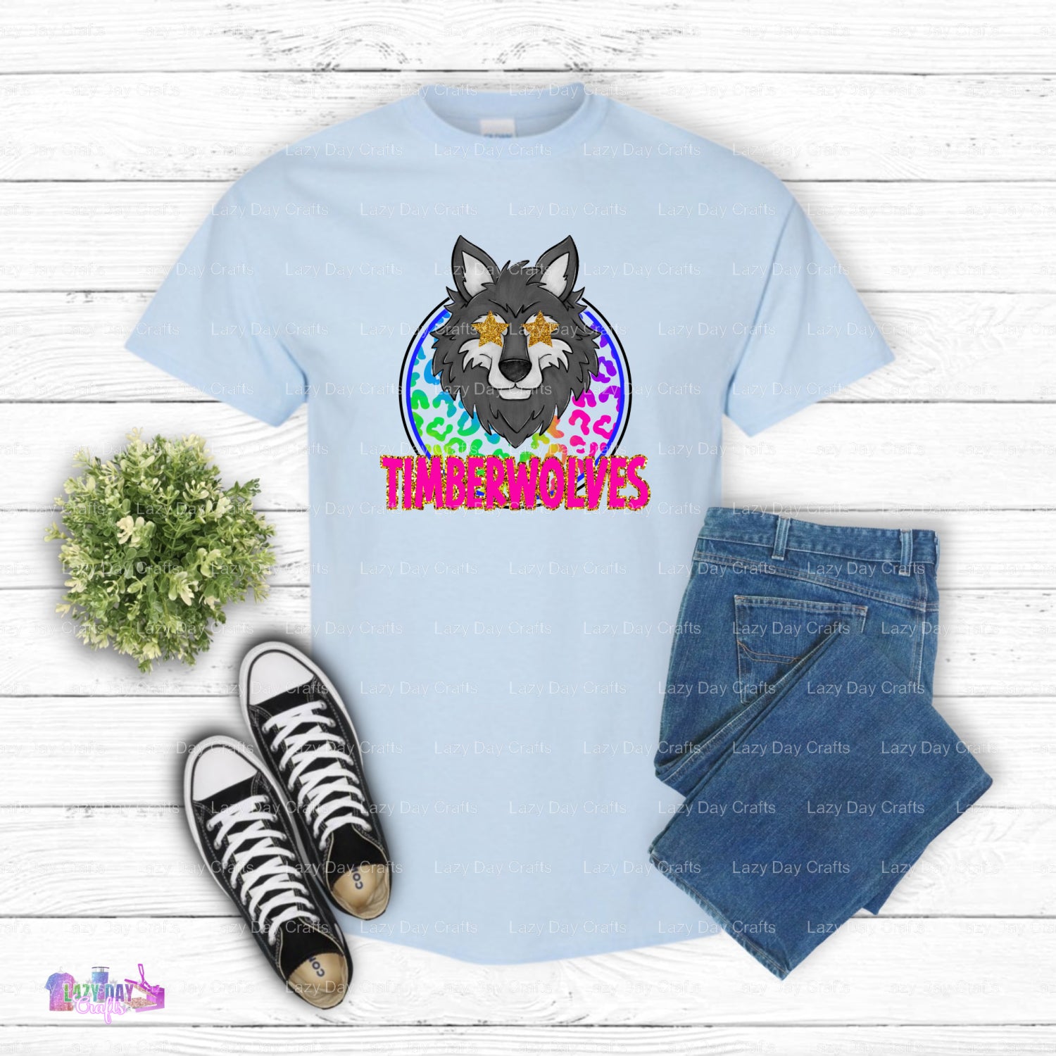 TIMBERWOLVES Rainbow Leopard Wolf – DTF Transfer (view 1 of 2) – by Lazy Day Crafts – DTF Transfers – Timberwolves, Sports...