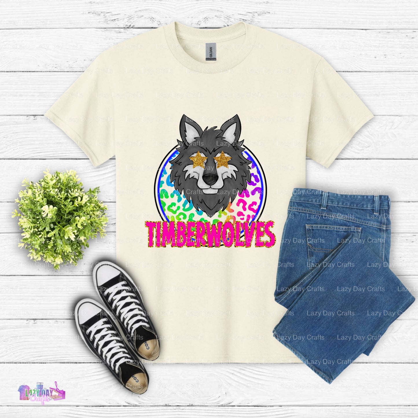 TIMBERWOLVES Rainbow Leopard Wolf – DTF Transfer (view 2 of 2) – by Lazy Day Crafts – DTF Transfers – Timberwolves, Sports...