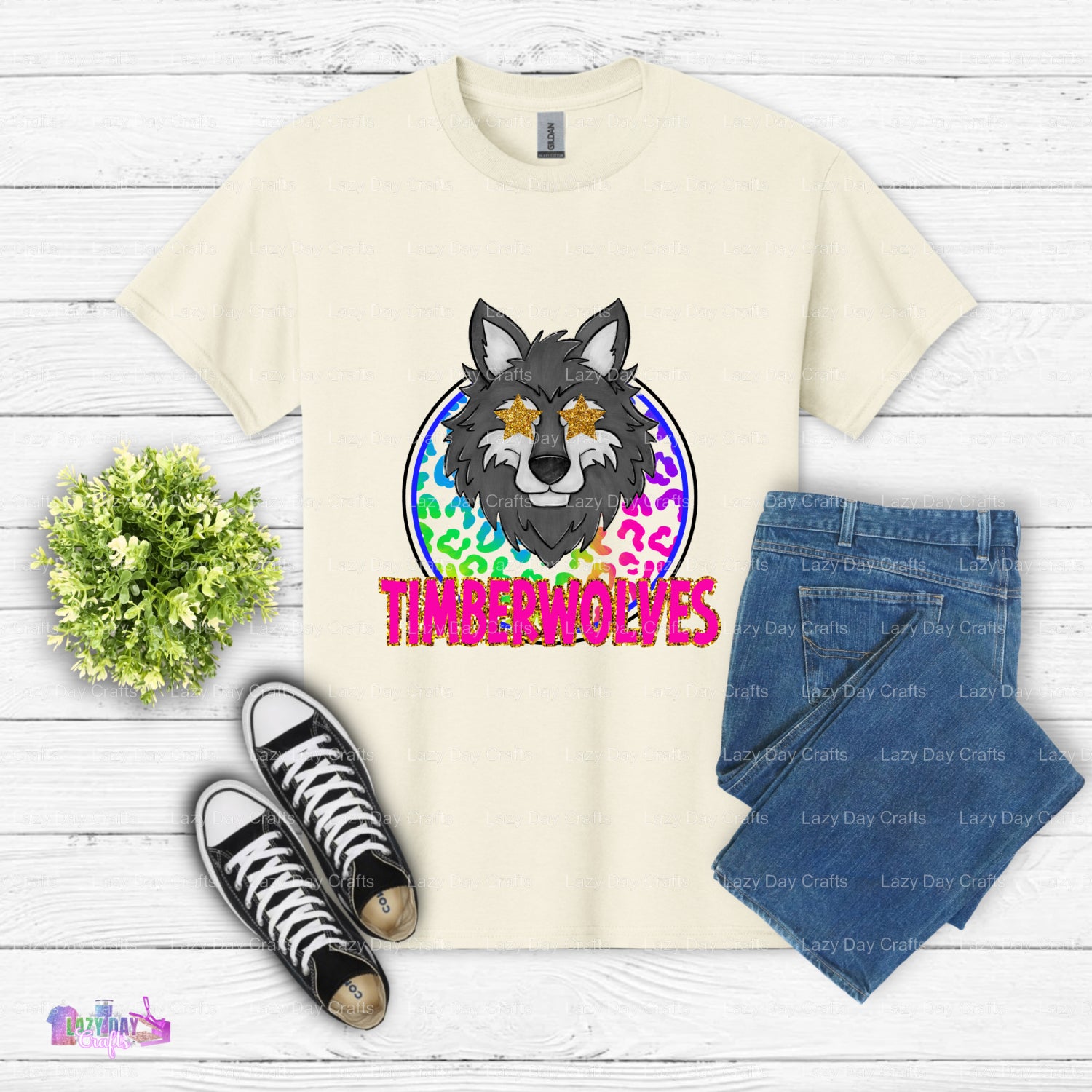 TIMBERWOLVES Rainbow Leopard Wolf – DTF Transfer (view 2 of 2) – by Lazy Day Crafts – DTF Transfers – Timberwolves, Sports...