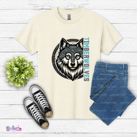TIMBERWOLVES Wolf Head Distressed Logo – Sports DTF Transfer (view 2 of 2) – by Lazy Day Crafts – DTF Transfers – Sports F...