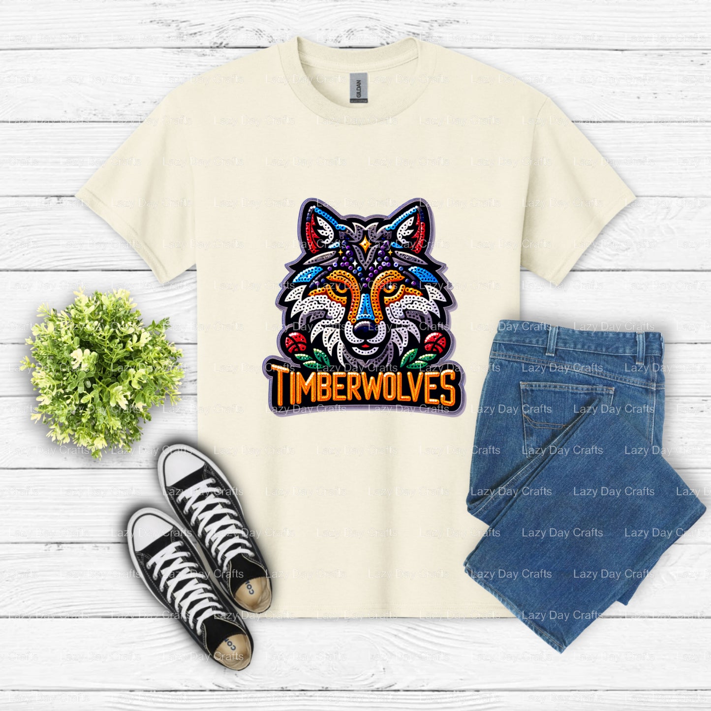 TIMBERWOLVES Wolf Head – Ready to Press DTF Transfer (view 1 of 2) – by Lazy Day Crafts – DTF Transfers – DTF Transfers, P...