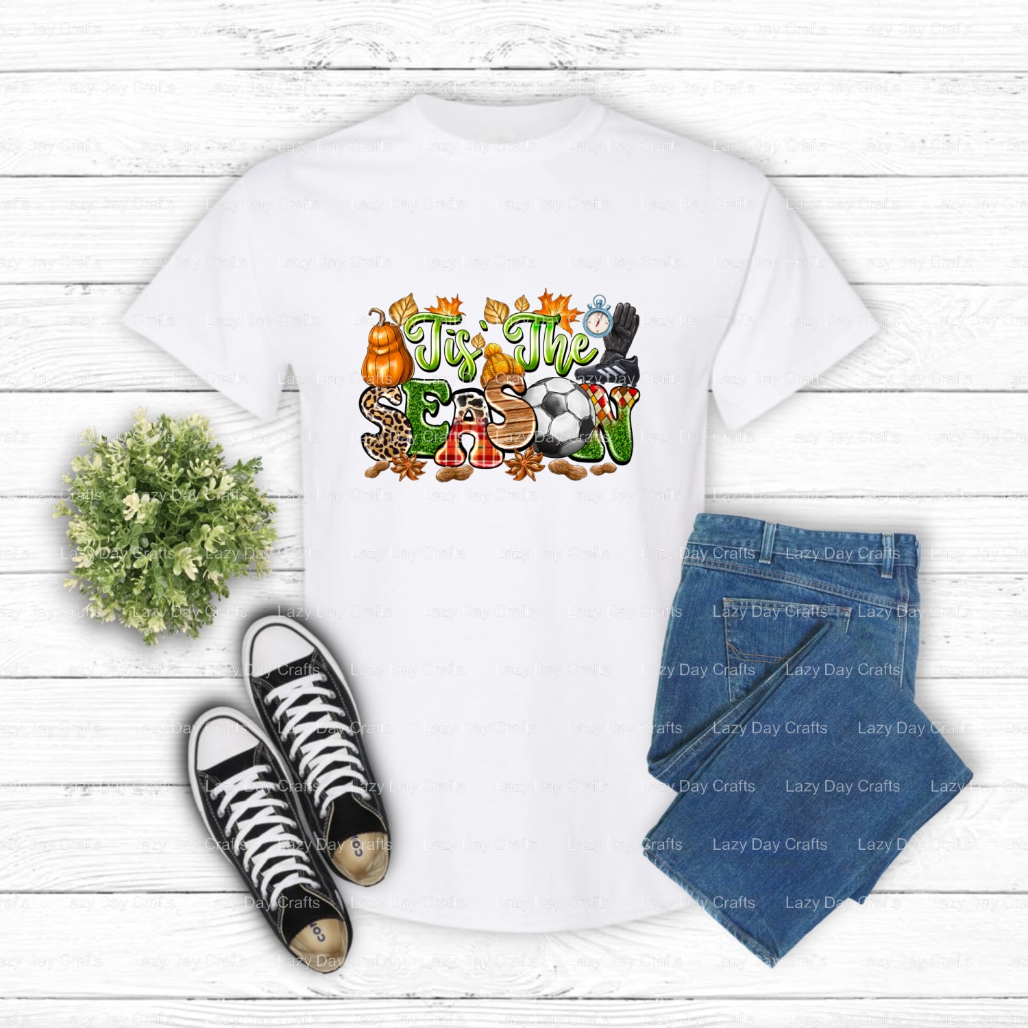 Tis the Season Soccer – Soccer DTF Transfer (view 1 of 2) – by Lazy Day Crafts – DTF Transfers – DTF Transfers, Premade DTF