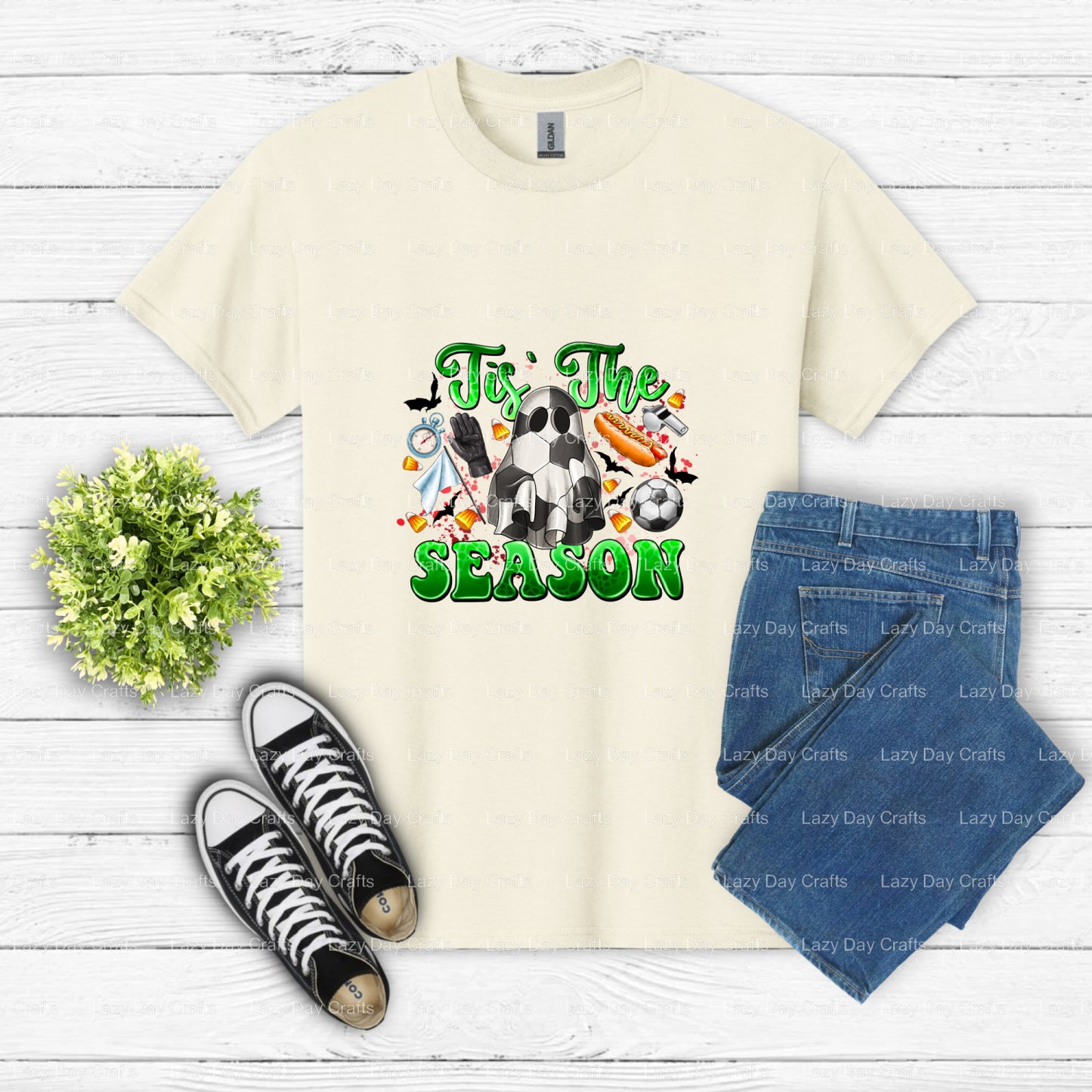 Tis the Season Soccer – Soccer DTF Transfer (view 1 of 2) – by Lazy Day Crafts – DTF Transfers – DTF Transfers, custom app...