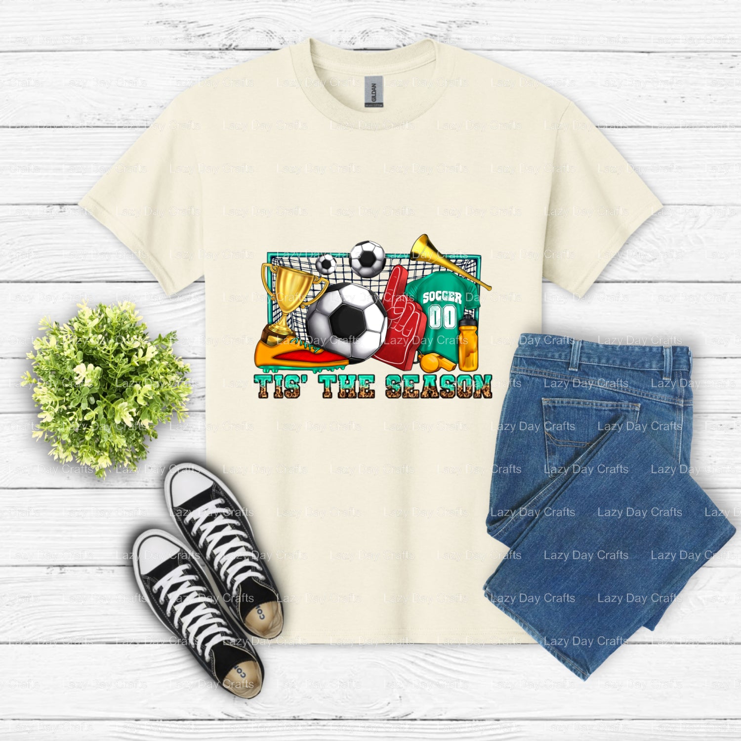 Tis the Season Soccer – Soccer DTF Transfer (view 1 of 2) – by Lazy Day Crafts – DTF Transfers – DTF Transfers, DTF Transfers