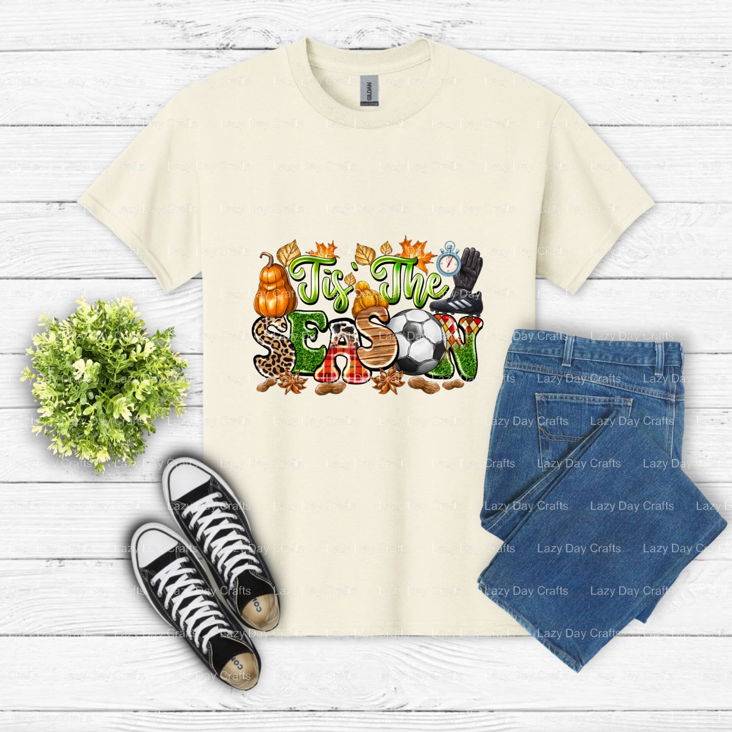 Tis the Season Soccer – Soccer DTF Transfer (view 2 of 2) – by Lazy Day Crafts – DTF Transfers – DTF Transfers, Premade DTF