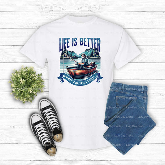 Vintage Fishing Adventure – Custom Apparel DTF Transfer (view 1 of 2) – by Lazy Day Crafts – DTF Transfers – DTF Transfers...