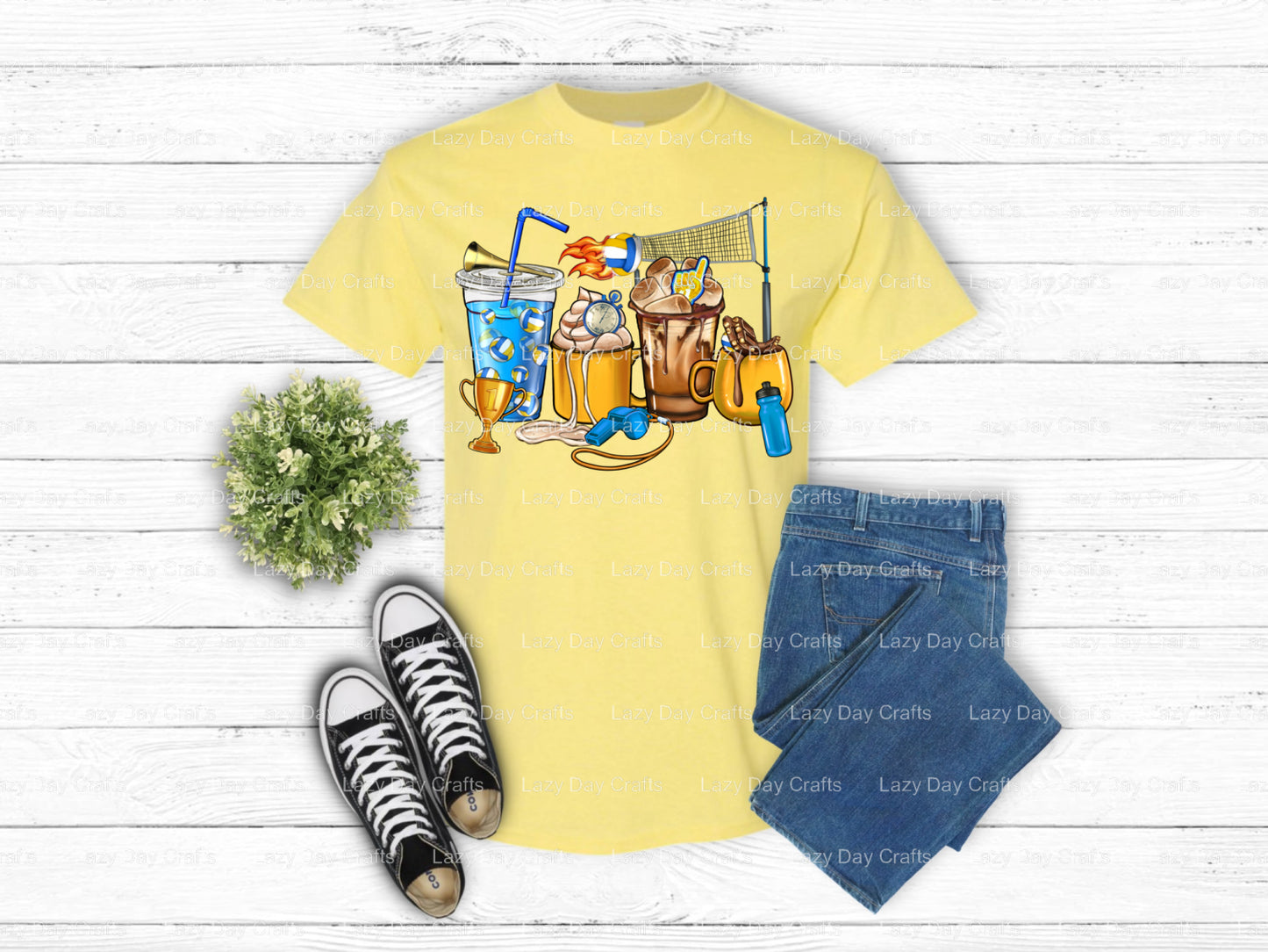 Volleyball & Coffee – Volleyball DTF Transfer (view 2 of 2) – by Lazy Day Crafts – DTF Transfers – Volleyball, DTF Transfers