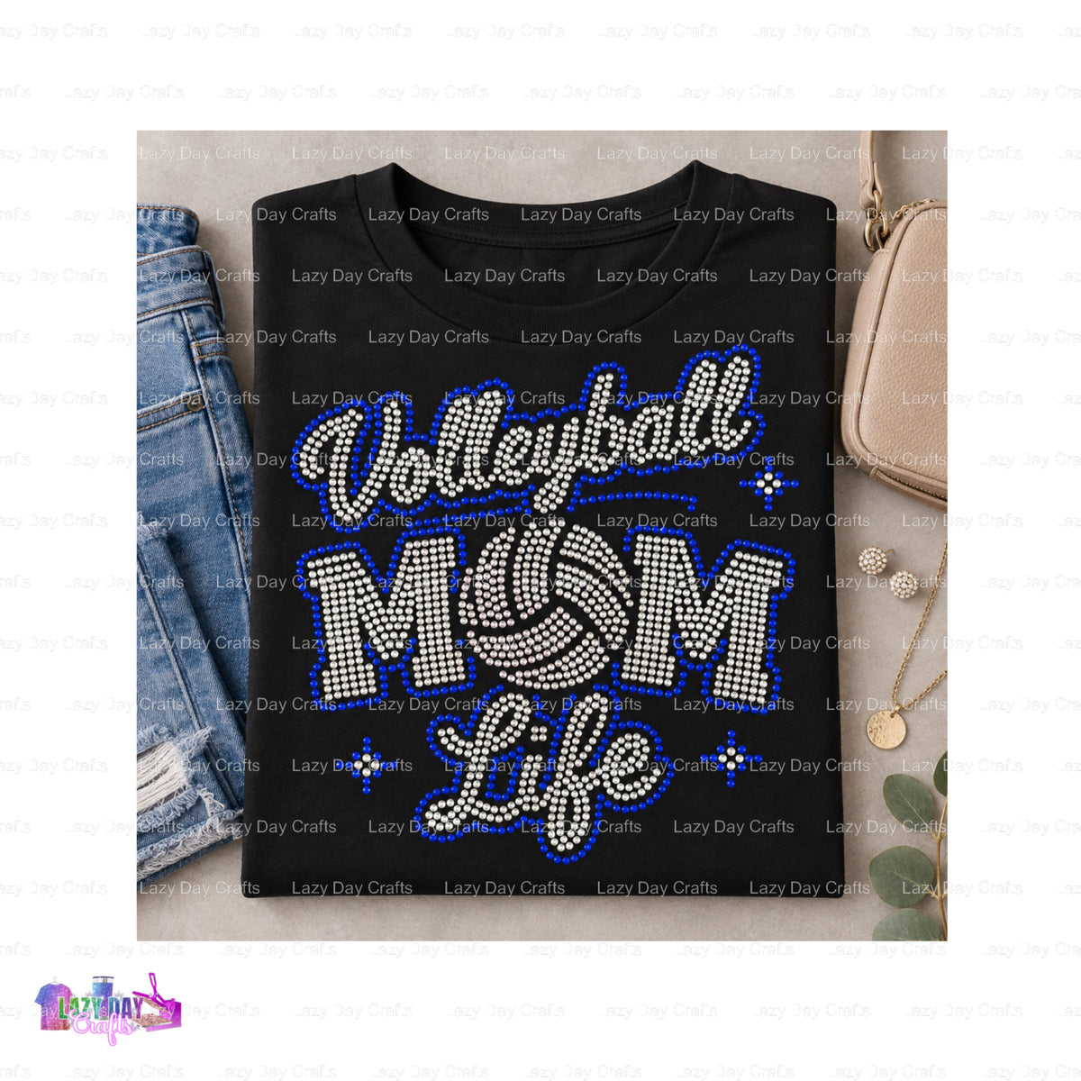 VOLLEYBALL MOM LIFE – Spangle Transfer – by Lazy Day Crafts – Spangle Transfers – Spangle Transfers, Premade DTF
