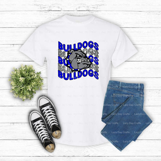 Wavy Bulldogs School Mascot – DTF Transfer (view 1 of 2) – by Lazy Day Crafts – DTF Transfers – School Mascot, Apparel
