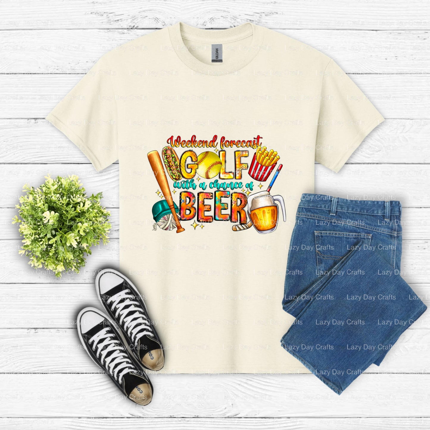 WEEKEND FORECAST GOLF WITH A CHANCE OF BEER – DTF Transfer (view 2 of 2) – by Lazy Day Crafts – DTF Transfers – DTF Transf...
