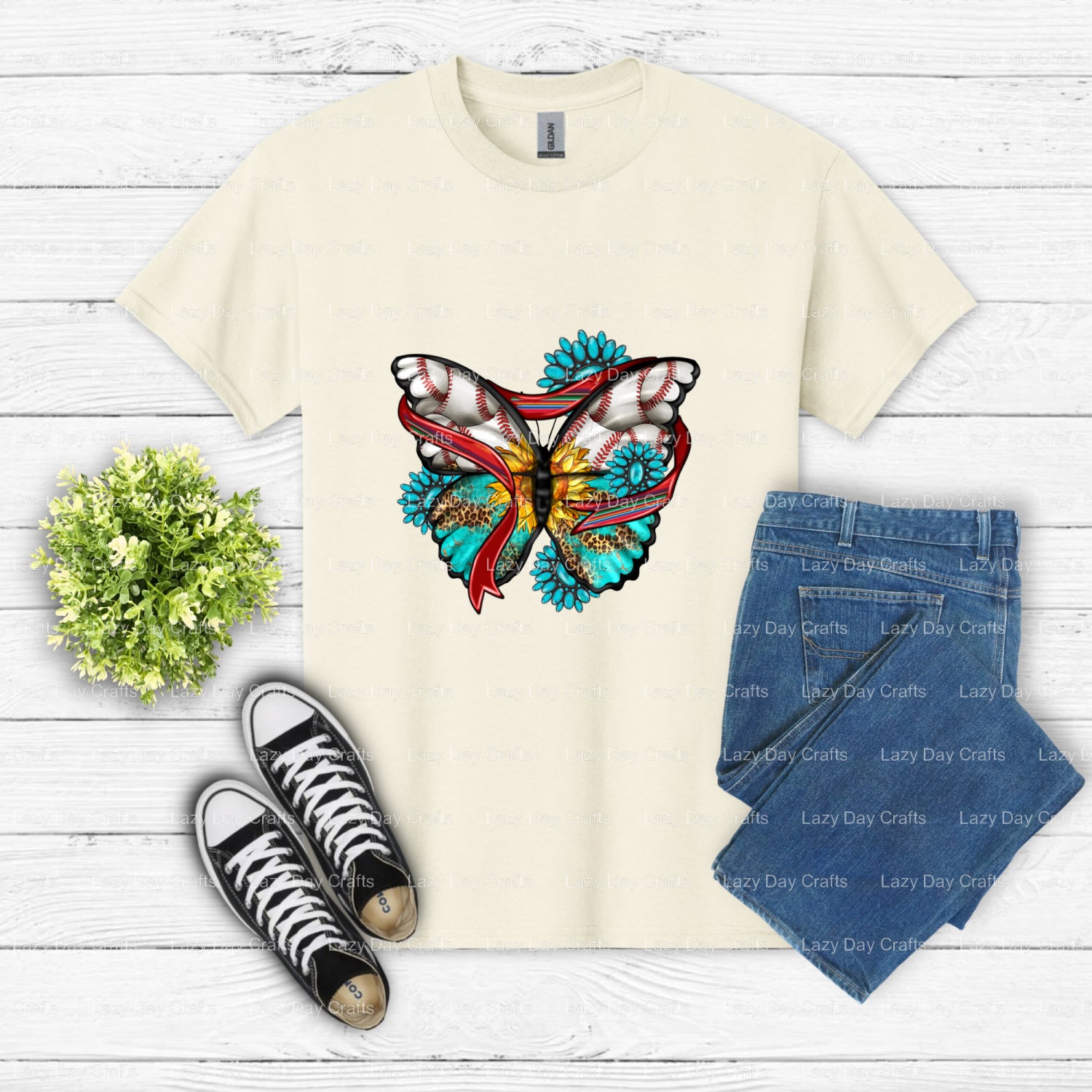 WESTERN BASEBALL Butterfly – Baseball DTF Transfer (view 1 of 2) – by Lazy Day Crafts – DTF Transfers – DTF Transfers, Pre...