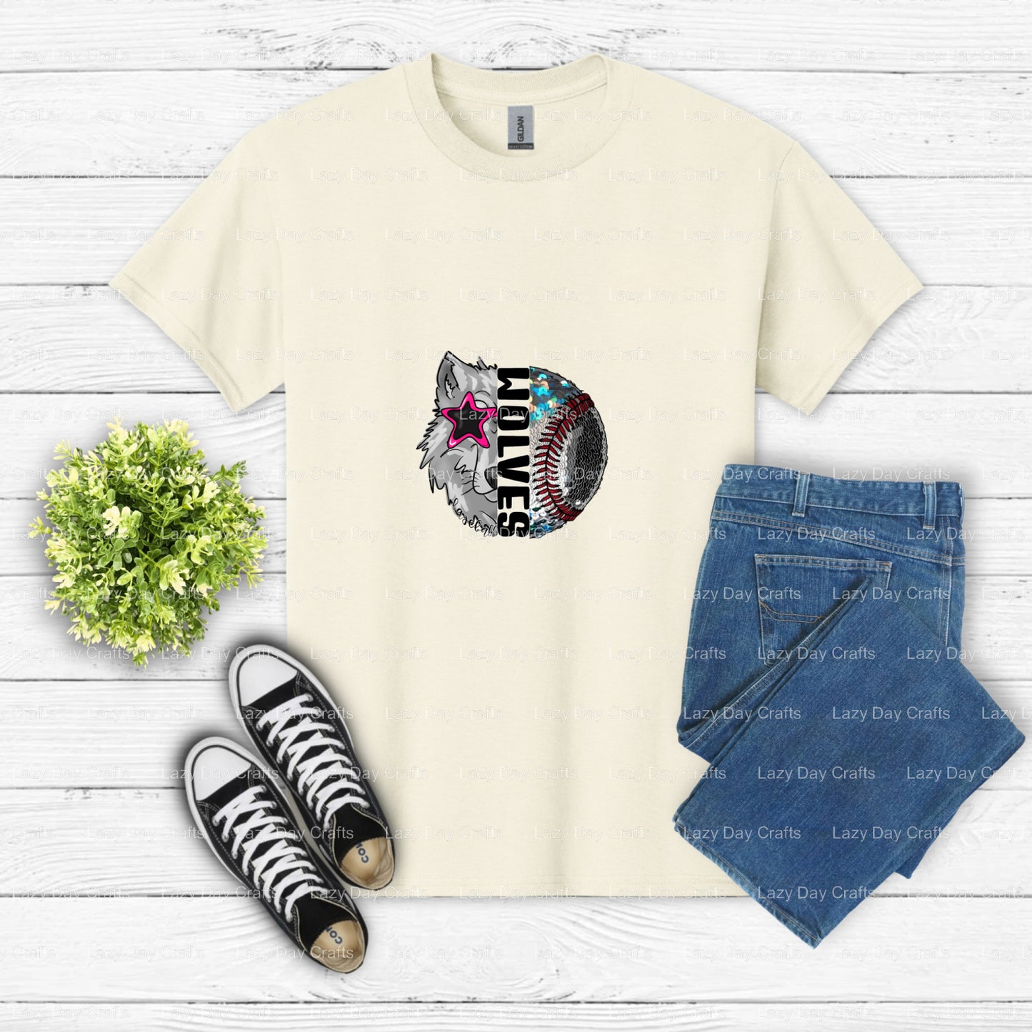WOLVES BASEBALL – DTF Transfer (view 2 of 2) – by Lazy Day Crafts – DTF Transfers – DTF Transfers, Premade DTF