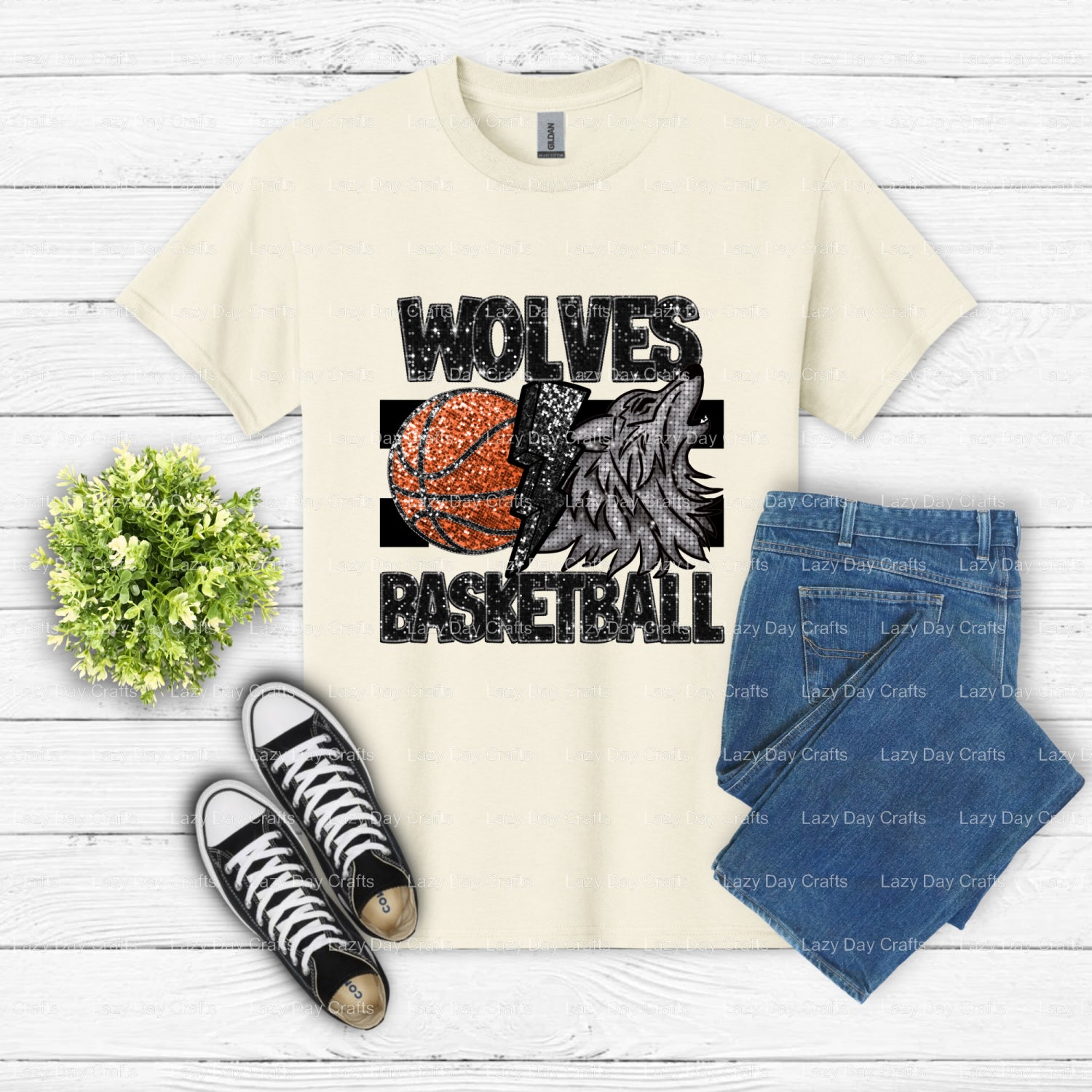 WOLVES BASKETBALL – School Spirit DTF Transfer (view 1 of 2) – by Lazy Day Crafts – DTF Transfers – DTF Transfers, Premade...